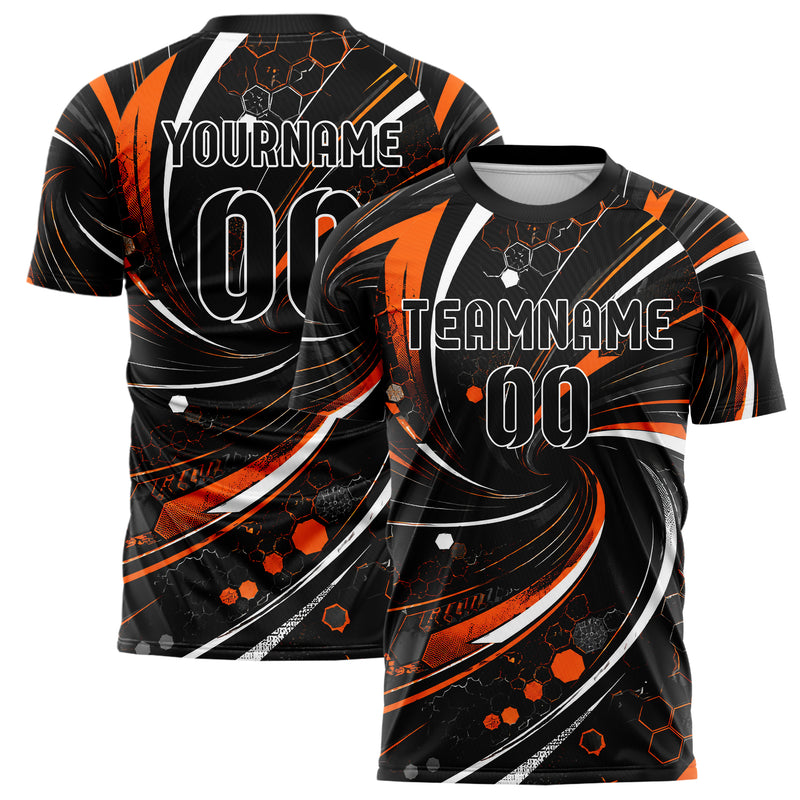 Schwarz dunkles abstrakte Linien Hexagons Curve Lines Design 12-0205 individuelles Fußballtrikot main