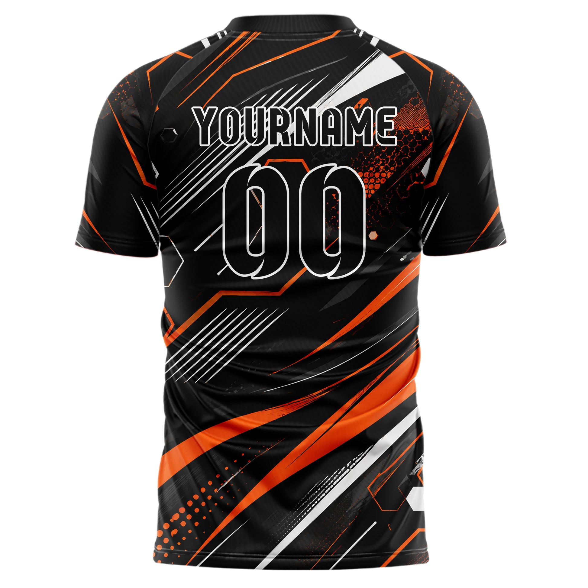 Schwarz dunkles abstrakte Linien Hexagons Curve Lines Design 12-0541 individuelles Fußballtrikot back