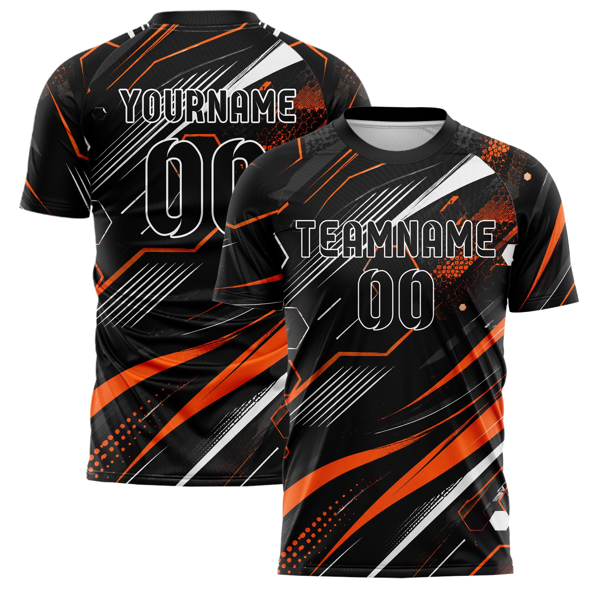 Schwarz dunkles abstrakte Linien Hexagons Curve Lines Design 12-0541 individuelles Fußballtrikot main