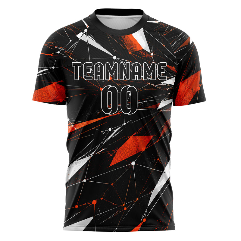 Schwarz dunkles abstrakte Linien Network Web Design 12-0415 individuelles Fußballtrikot front