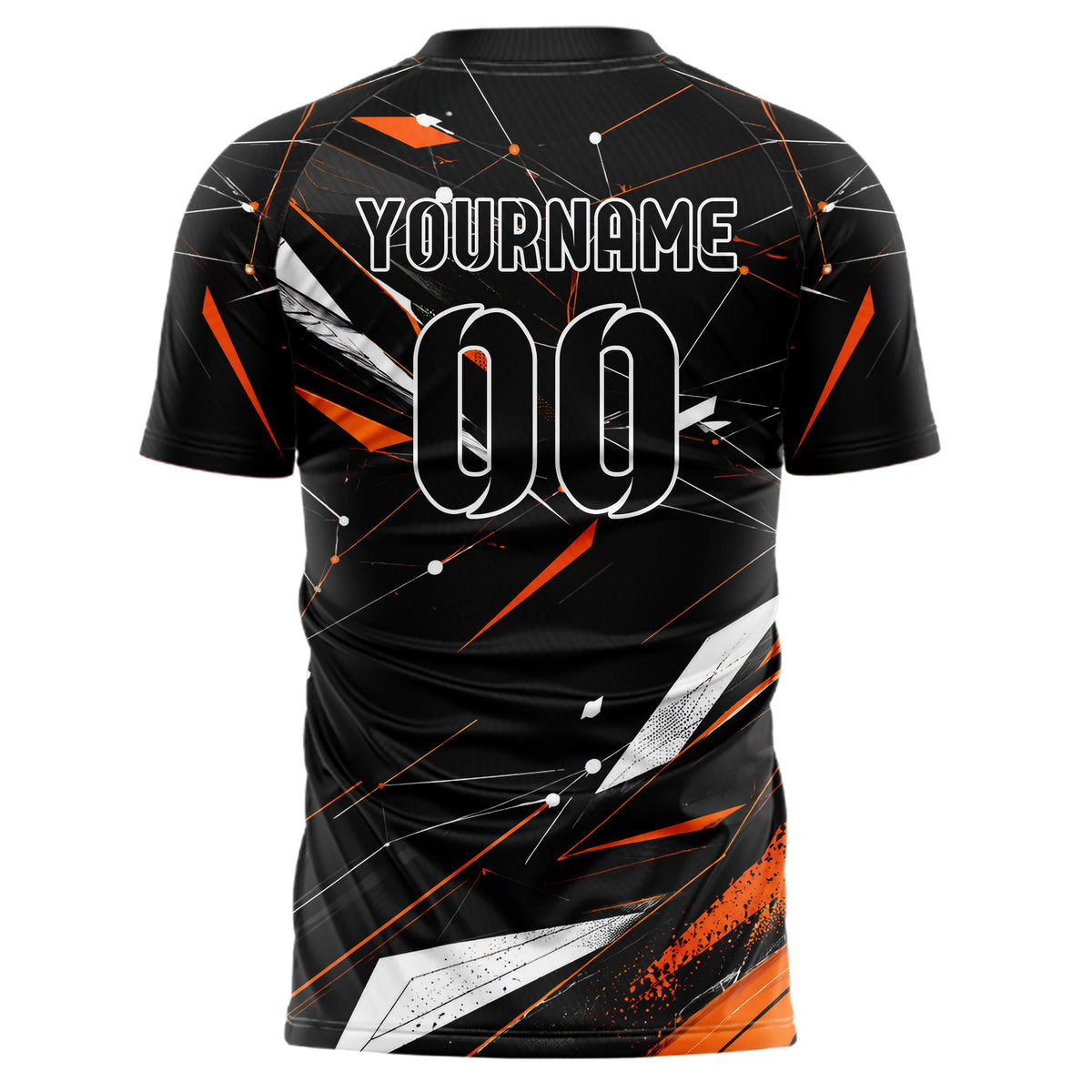 Schwarz dunkles abstrakte Linien Network Web Design 12-0463 individuelles Fußballtrikot back
