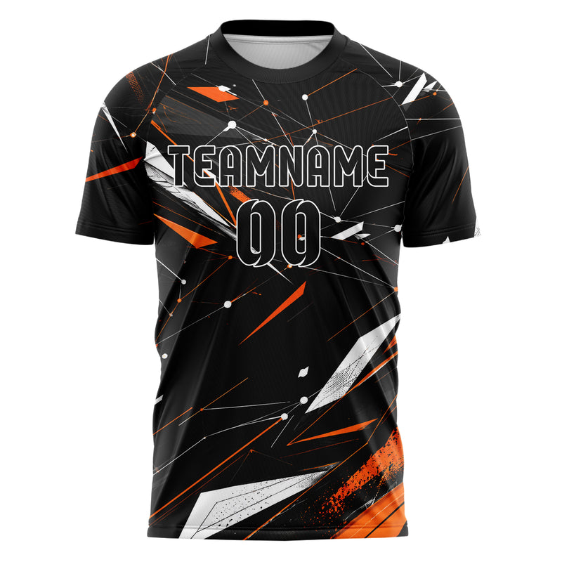 Schwarz dunkles abstrakte Linien Network Web Design 12-0463 individuelles Fußballtrikot front