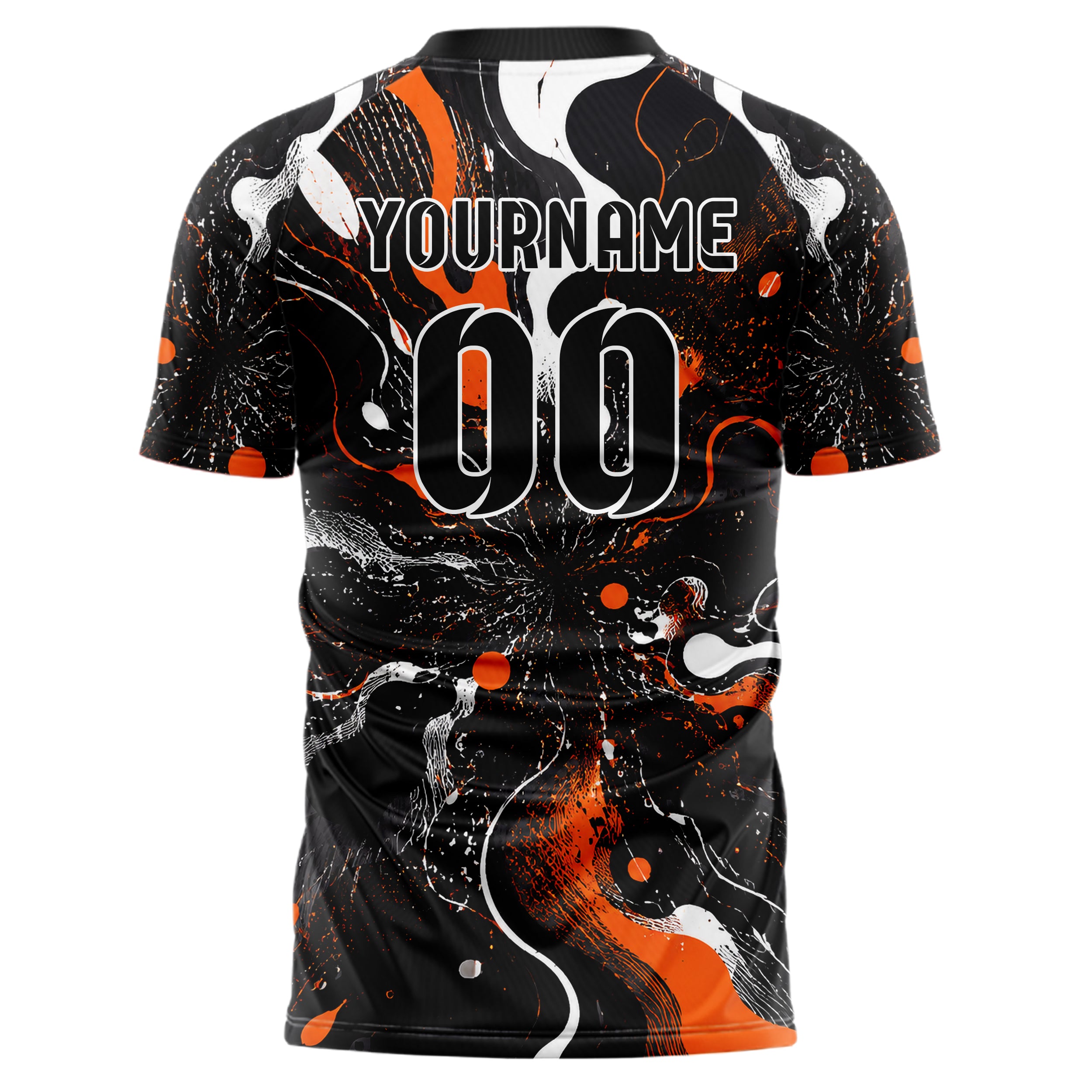 Schwarz dunkles abstrakte Linien Organic Blobs Outline Design 12-0316 individuelles Fußballtrikot back