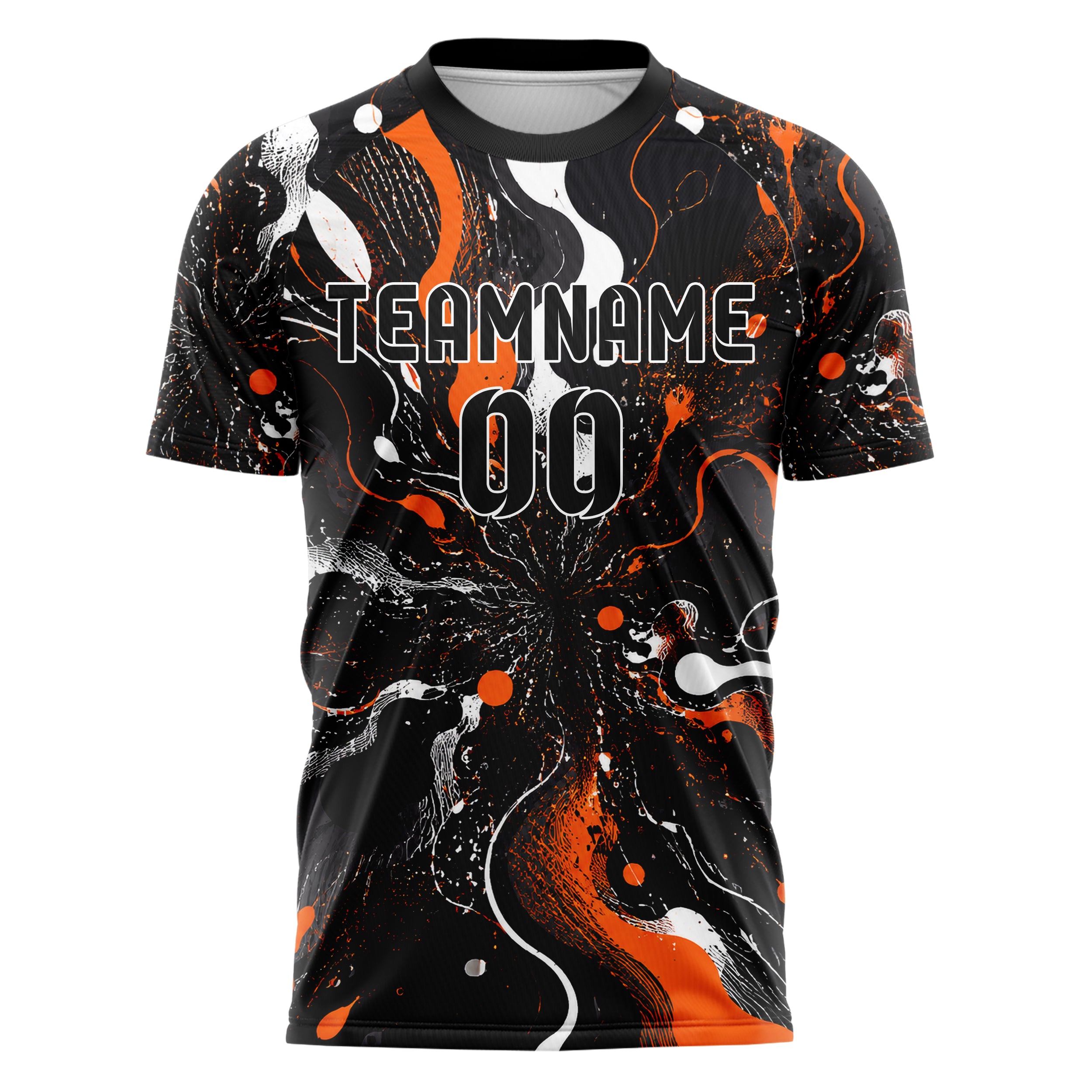 Schwarz dunkles abstrakte Linien Organic Blobs Outline Design 12-0316 individuelles Fußballtrikot front