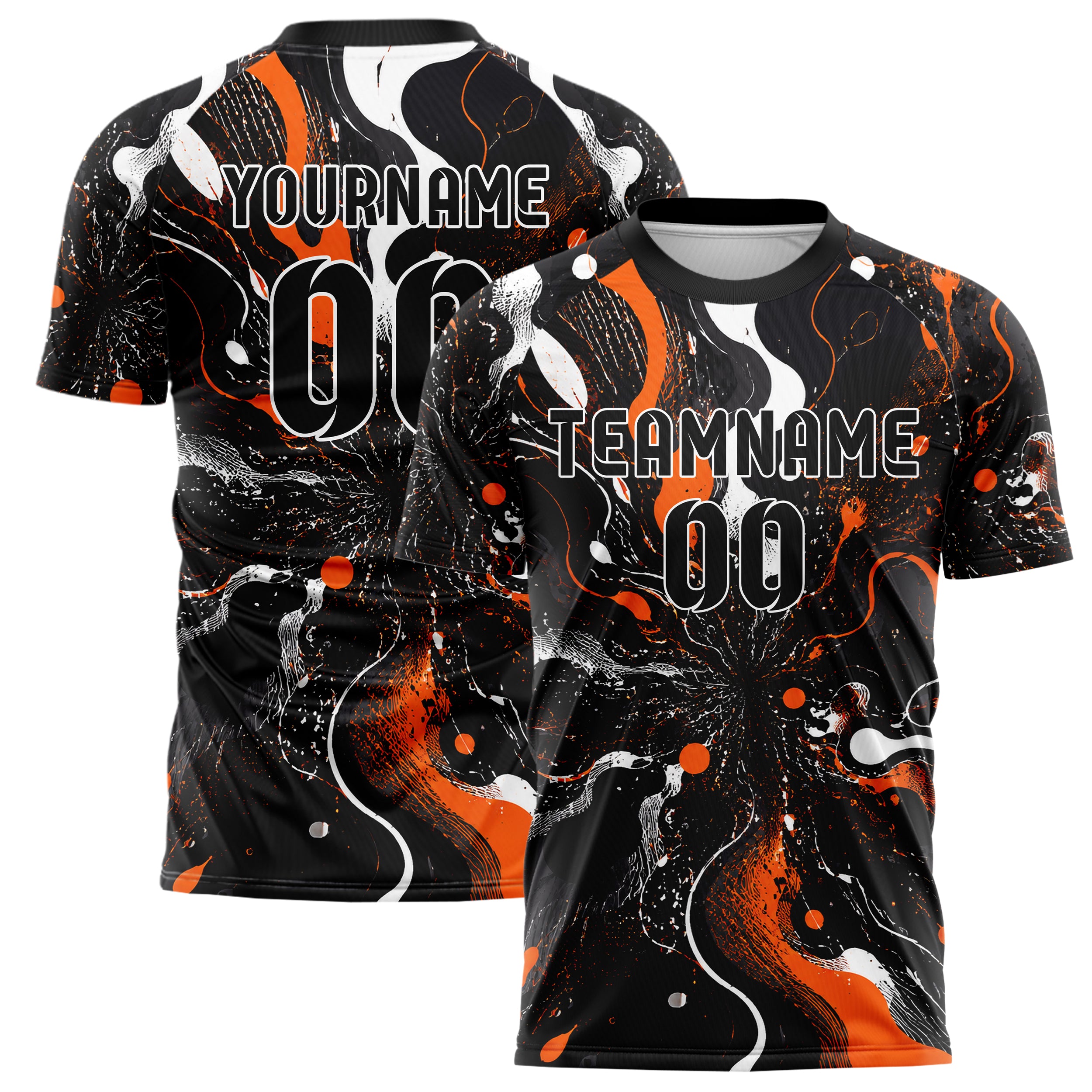 Schwarz dunkles abstrakte Linien Organic Blobs Outline Design 12-0316 individuelles Fußballtrikot main