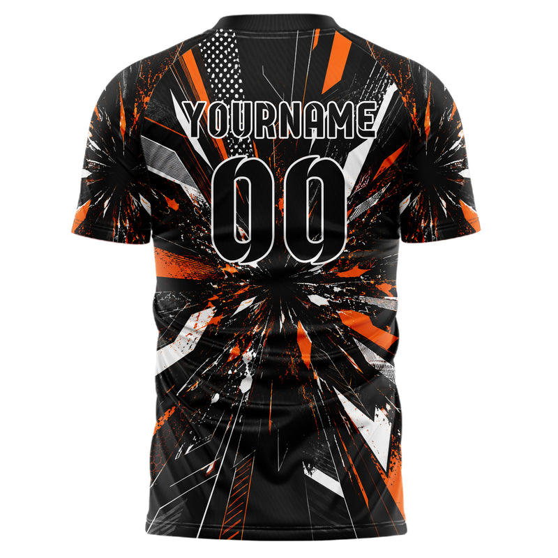 Schwarz dunkles abstrakte Linien Speckles Line Accents Design 12-0280 individuelles Fußballtrikot back