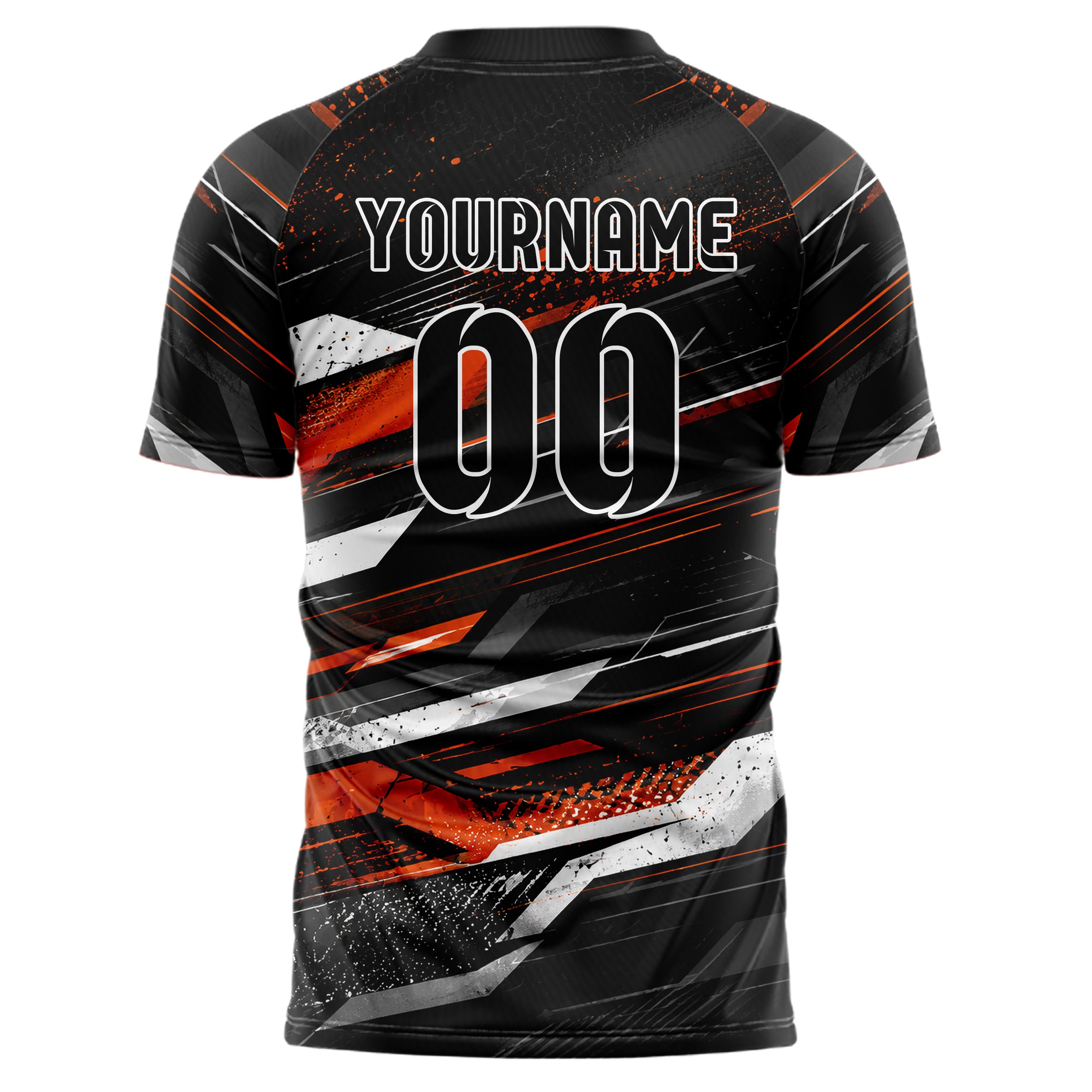 Schwarz dunkles abstrakte Linien Speckles Line Accents Design 12-0496 individuelles Fußballtrikot back