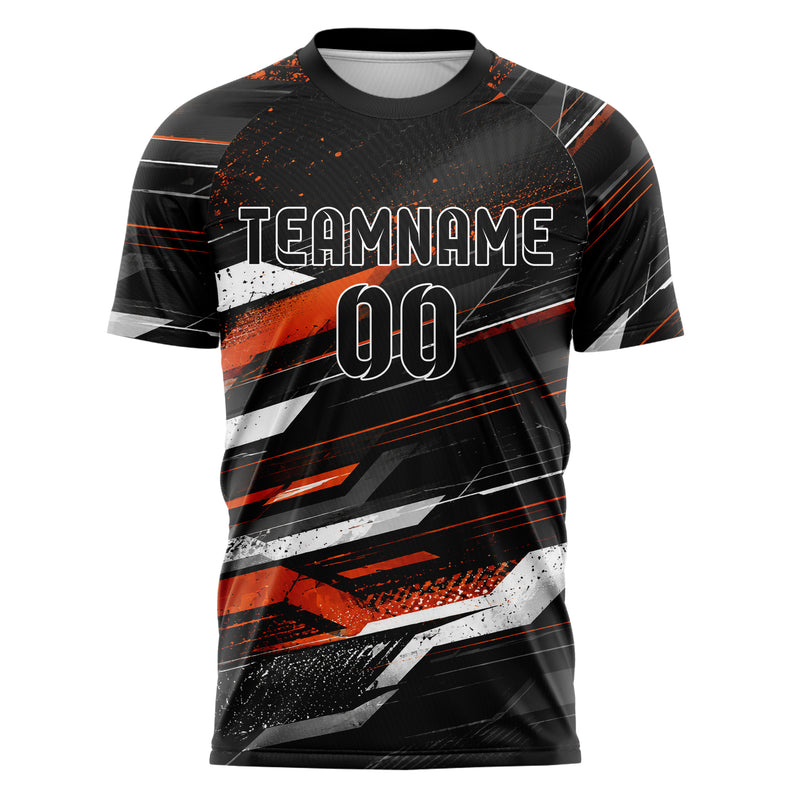 Schwarz dunkles abstrakte Linien Speckles Line Accents Design 12-0496 individuelles Fußballtrikot front