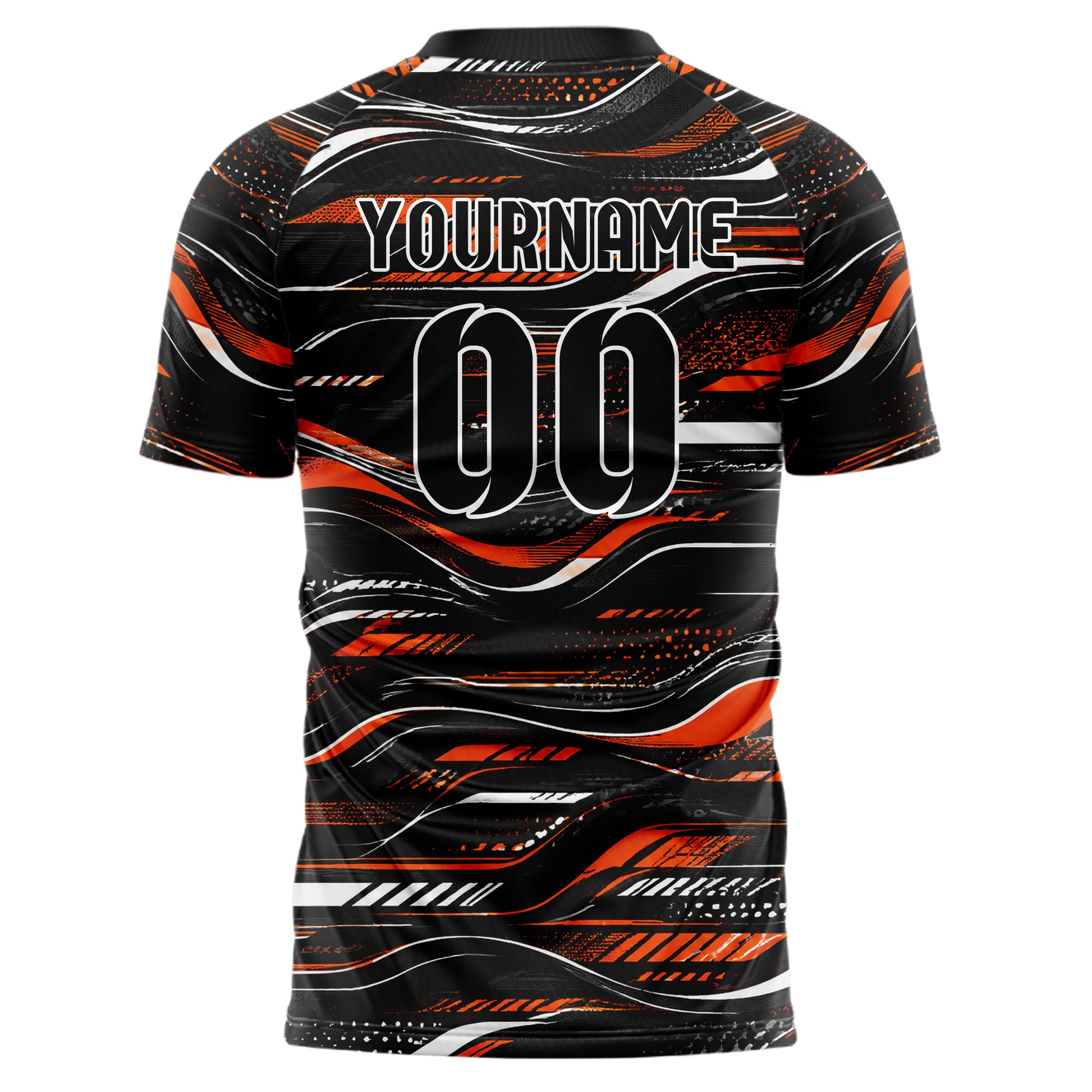 Schwarz dunkles abstrakte Linien wavy Parallel Curves Design 12-0310 individuelles Fußballtrikot back