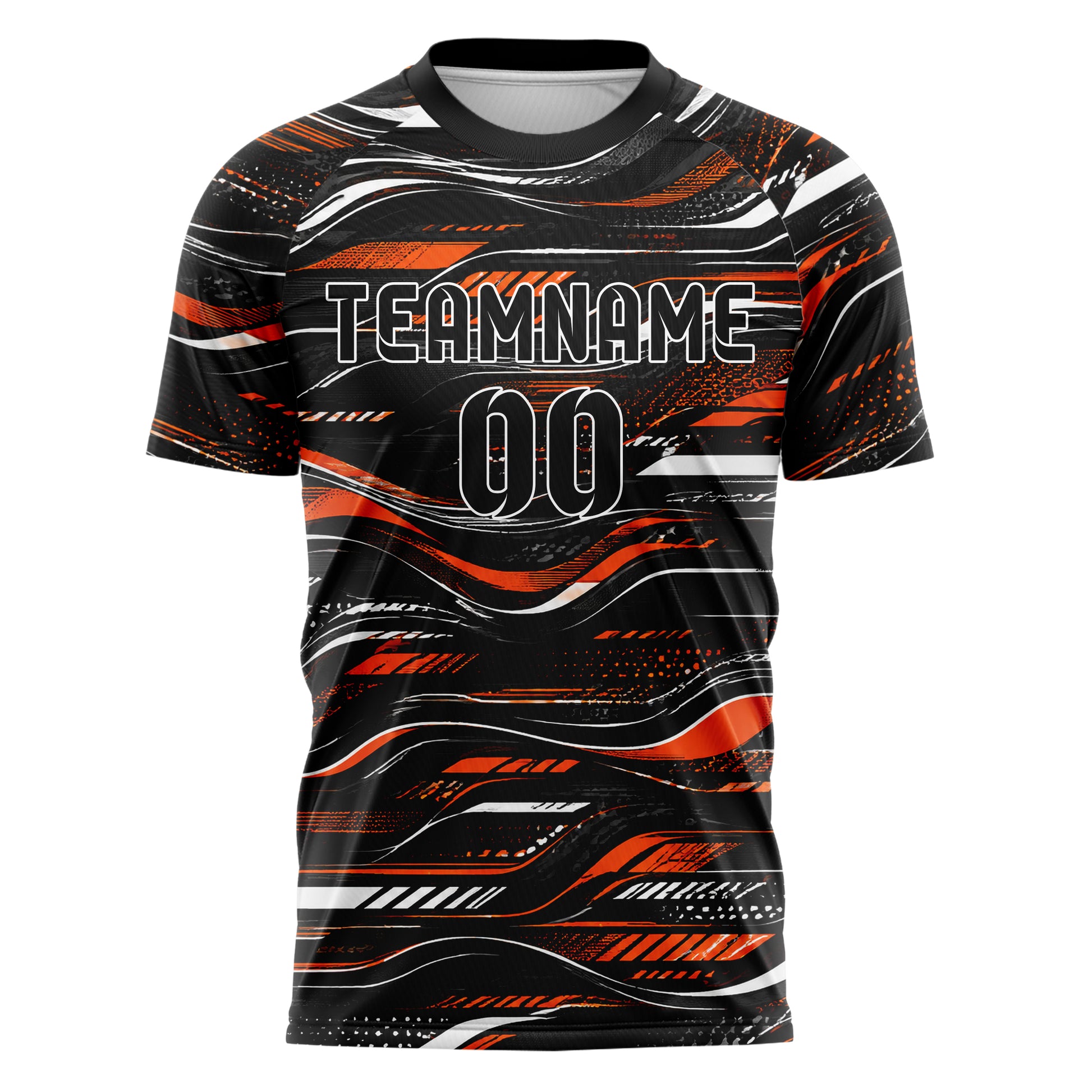 Schwarz dunkles abstrakte Linien wavy Parallel Curves Design 12-0310 individuelles Fußballtrikot front