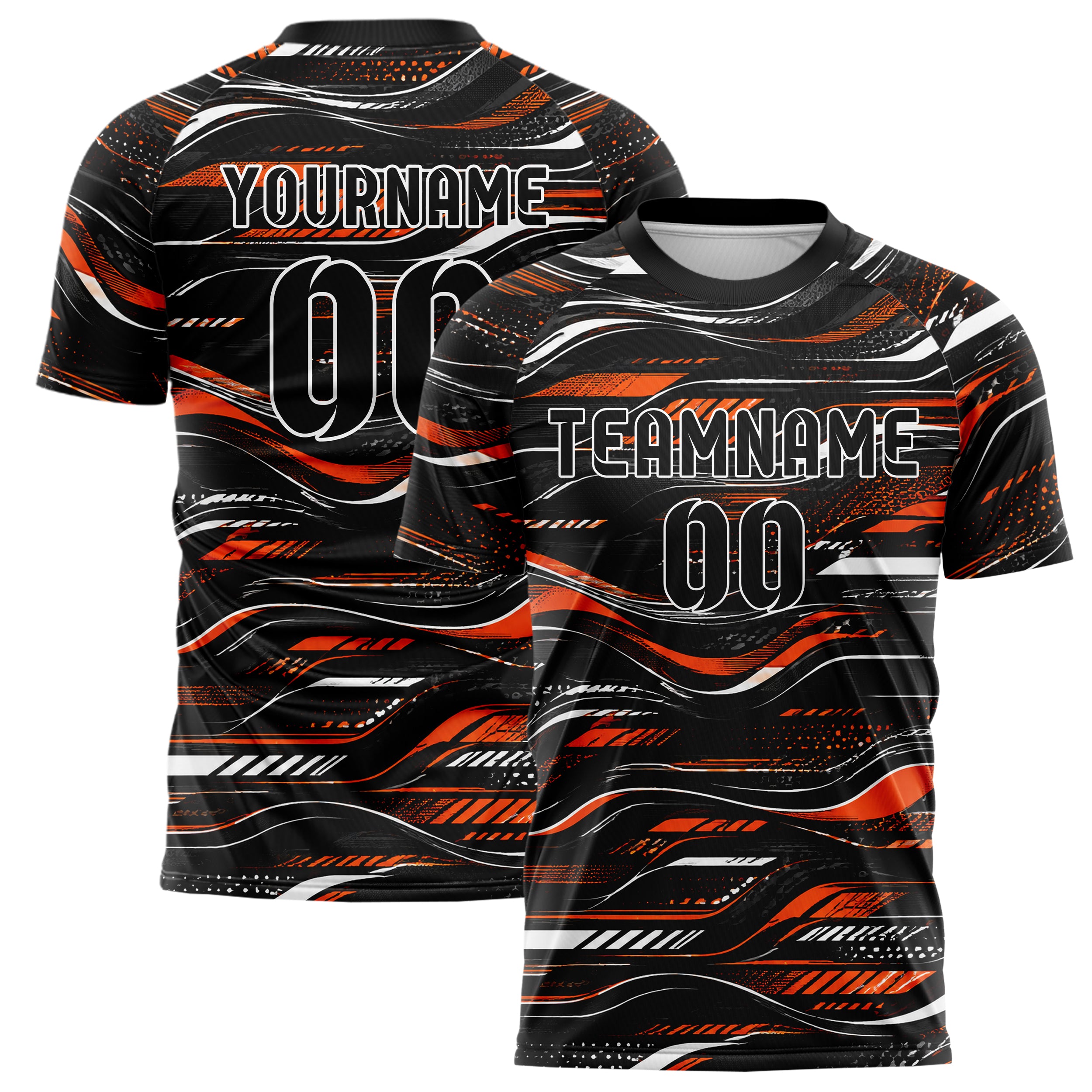 Schwarz dunkles abstrakte Linien wavy Parallel Curves Design 12-0310 individuelles Fußballtrikot main