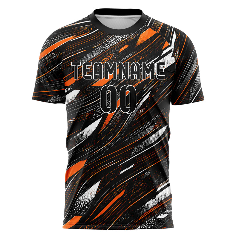 Schwarz dunkles abstrakte Linien wavy Parallel Curves Design 12-0382 individuelles Fußballtrikot front