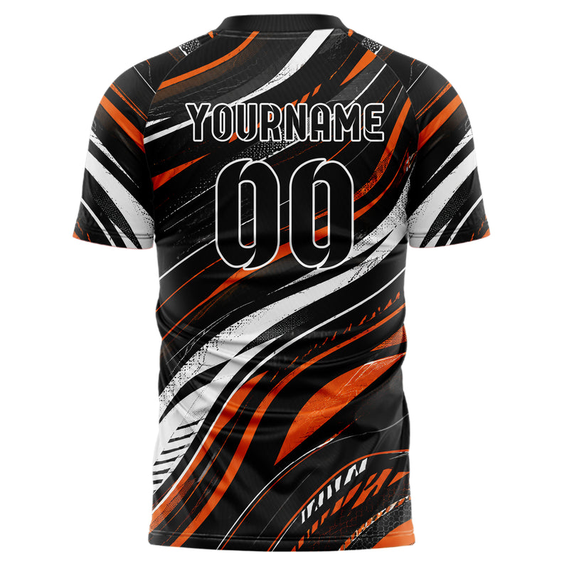 Schwarz dunkles abstrakte Linien wavy Parallel Curves Design 12-0430 individuelles Fußballtrikot back