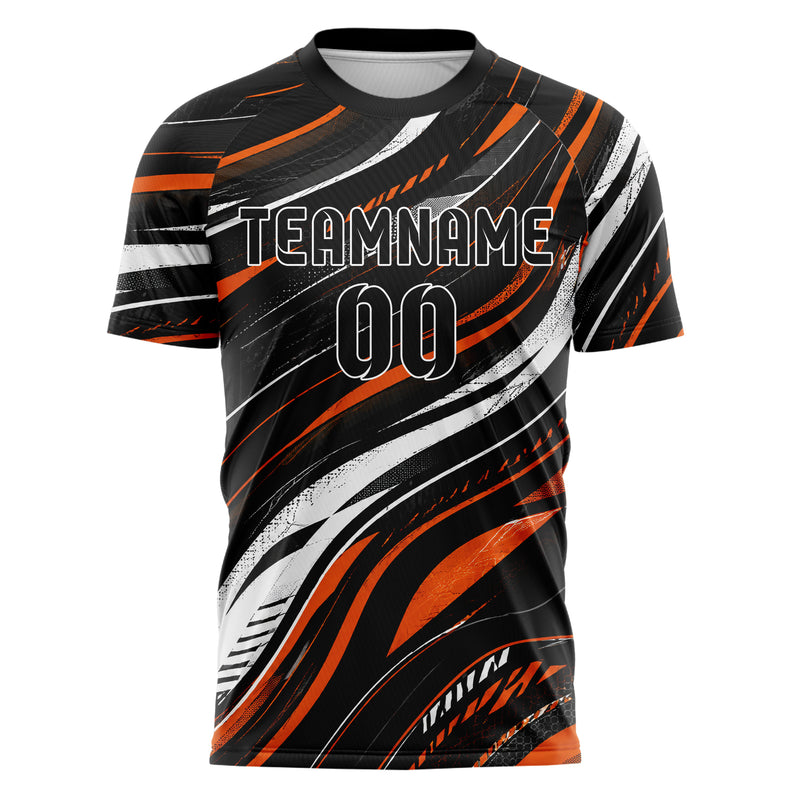 Schwarz dunkles abstrakte Linien wavy Parallel Curves Design 12-0430 individuelles Fußballtrikot front