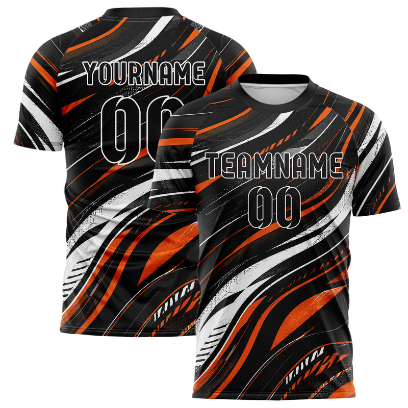 Schwarz dunkles abstrakte Linien wavy Parallel Curves Design 12-0430 individuelles Fußballtrikot main