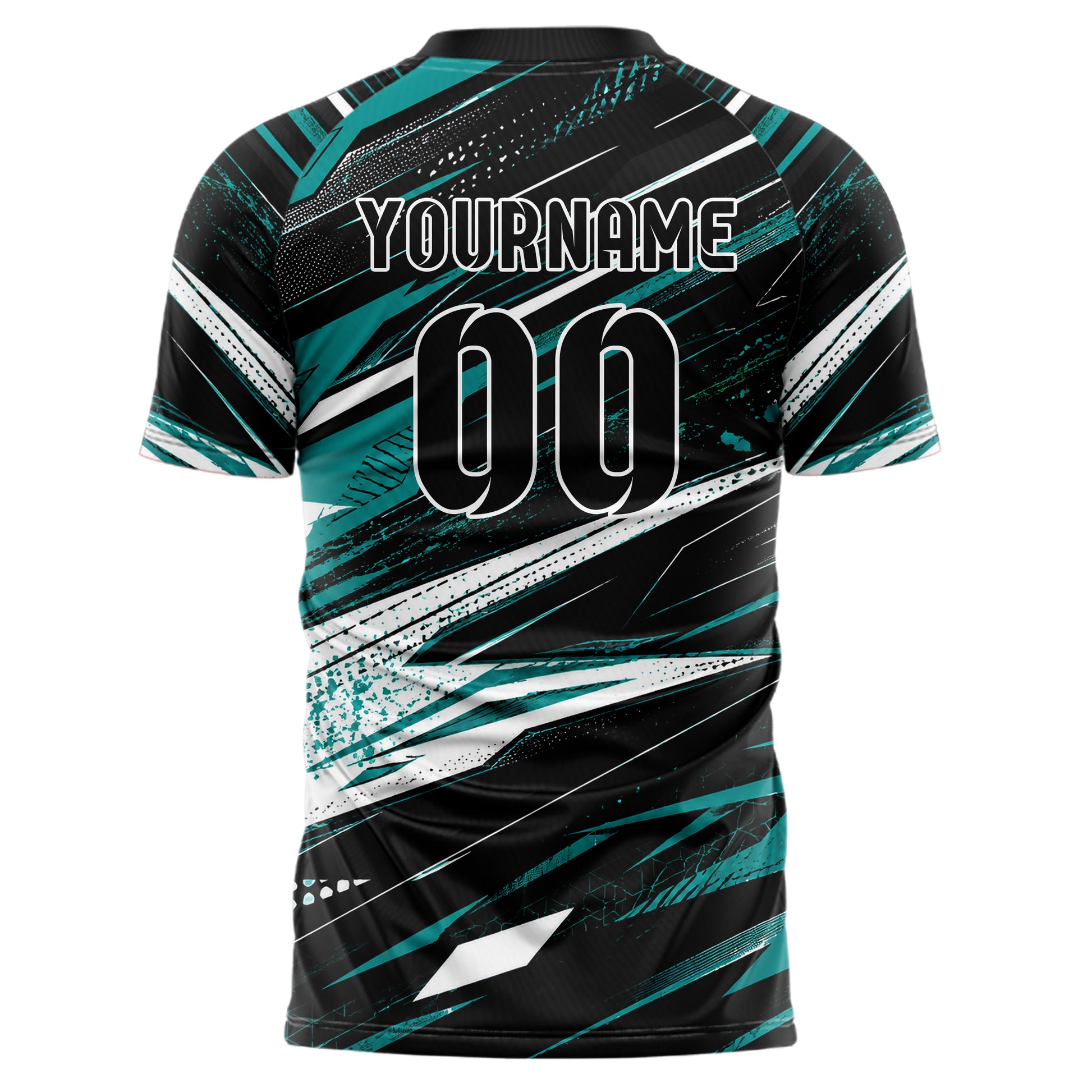 Schwarz lebendiges abstrakte Linien diagonale Streamlines Design 12-0395 individuelles Fußballtrikot back