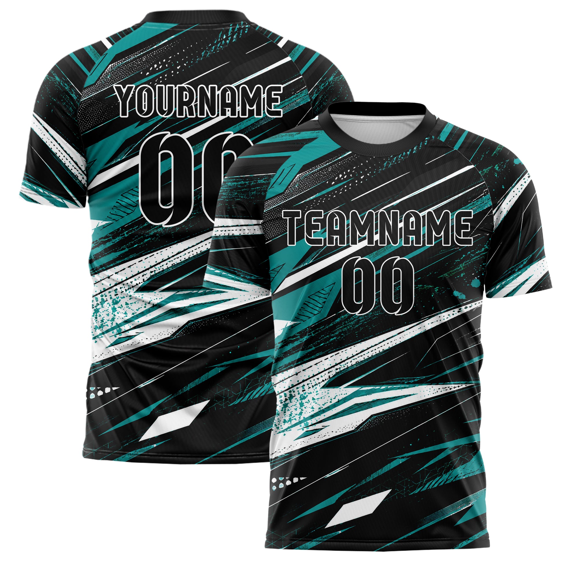 Schwarz lebendiges abstrakte Linien diagonale Streamlines Design 12-0395 individuelles Fußballtrikot main