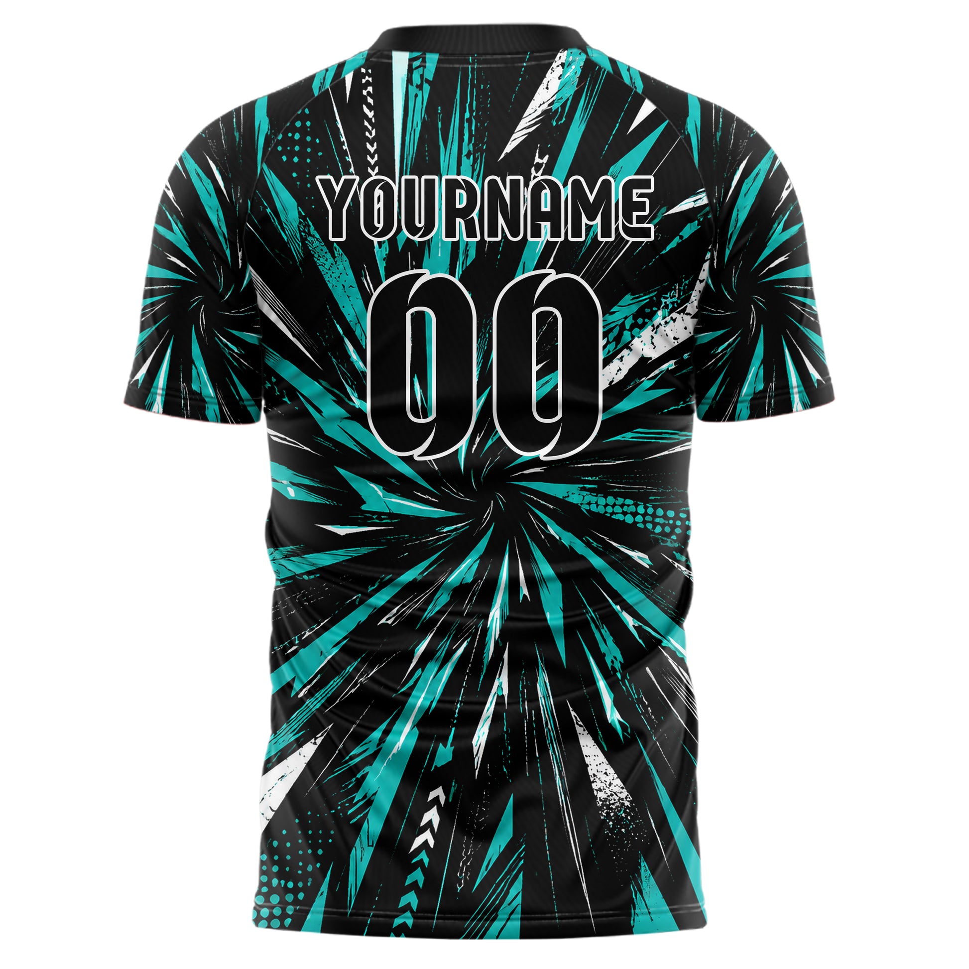 Schwarz lebendiges abstrakte Linien diagonale Streamlines Design 12-0443 individuelles Fußballtrikot back