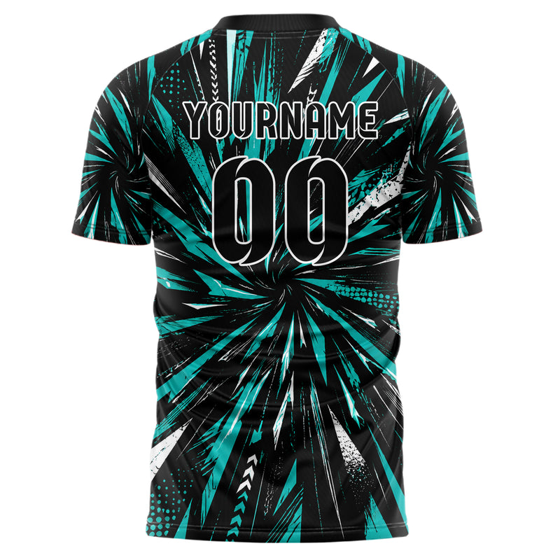 Schwarz lebendiges abstrakte Linien diagonale Streamlines Design 12-0443 individuelles Fußballtrikot back