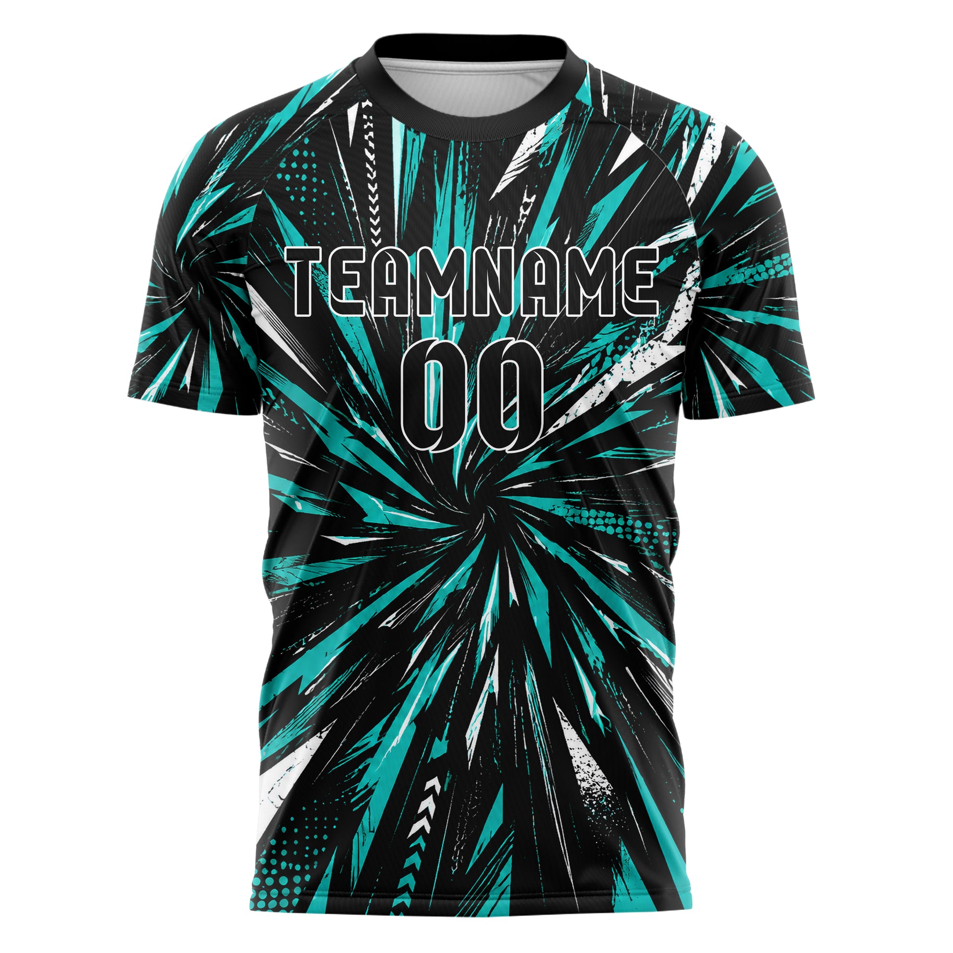Schwarz lebendiges abstrakte Linien diagonale Streamlines Design 12-0443 individuelles Fußballtrikot front