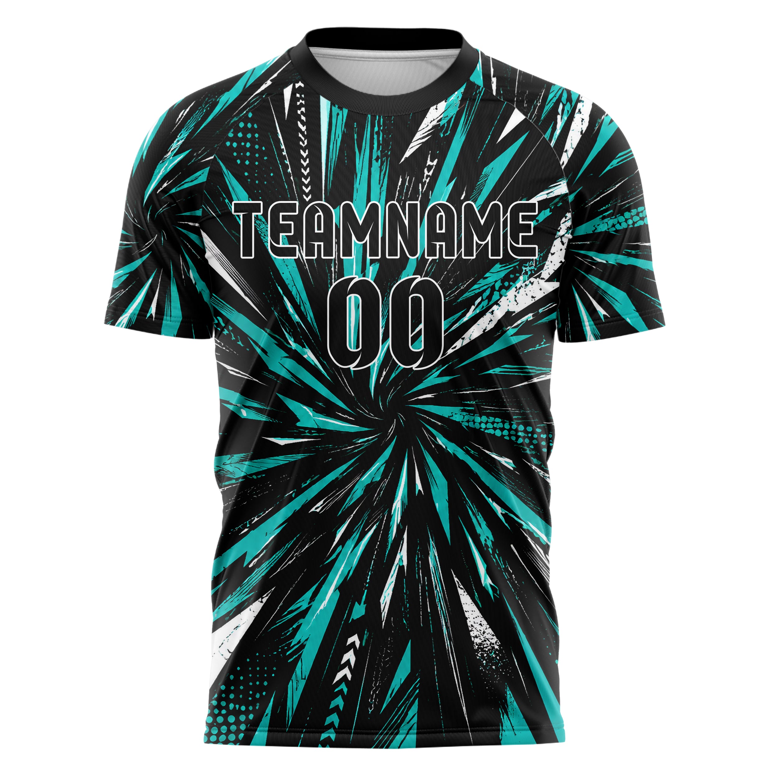 Schwarz lebendiges abstrakte Linien diagonale Streamlines Design 12-0443 individuelles Fußballtrikot front