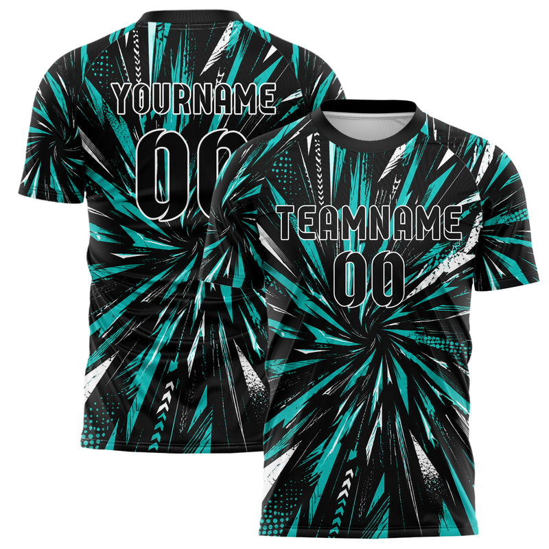 Schwarz lebendiges abstrakte Linien diagonale Streamlines Design 12-0443 individuelles Fußballtrikot main