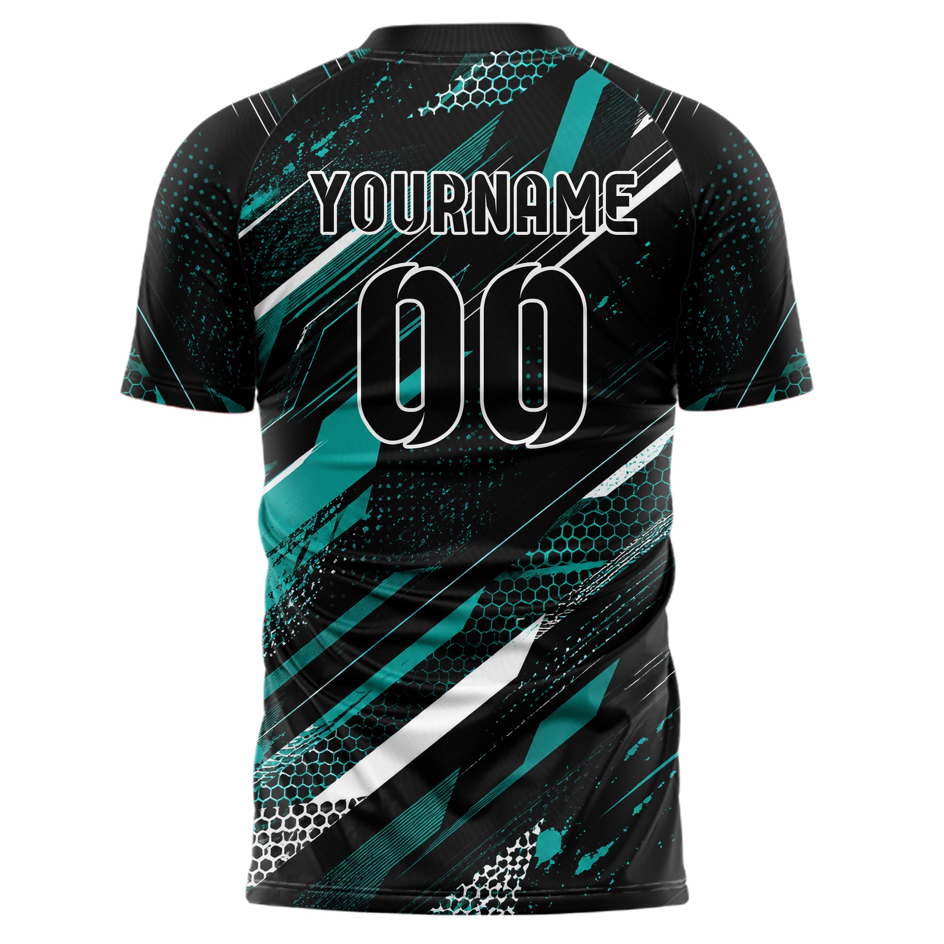 Schwarz lebendiges abstrakte Linien diagonale Streamlines Design 12-0539 individuelles Fußballtrikot back