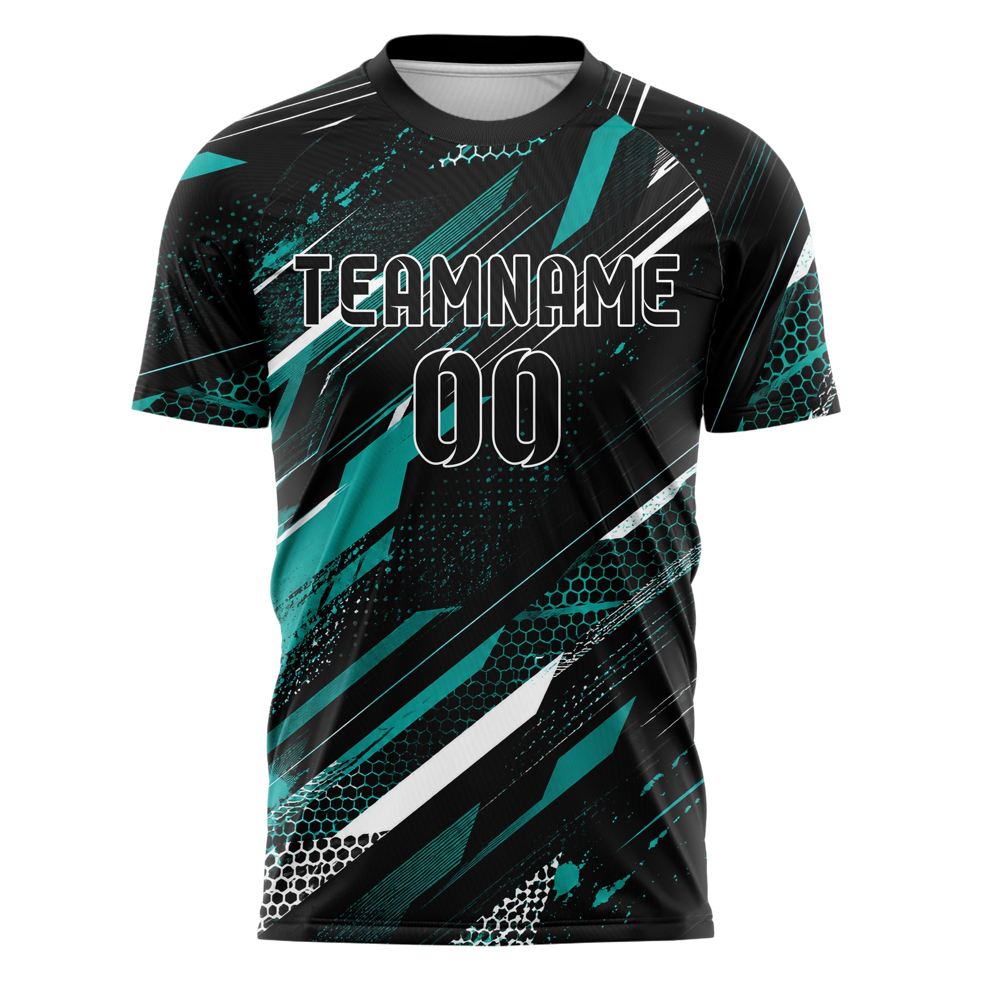 Schwarz lebendiges abstrakte Linien diagonale Streamlines Design 12-0539 individuelles Fußballtrikot front