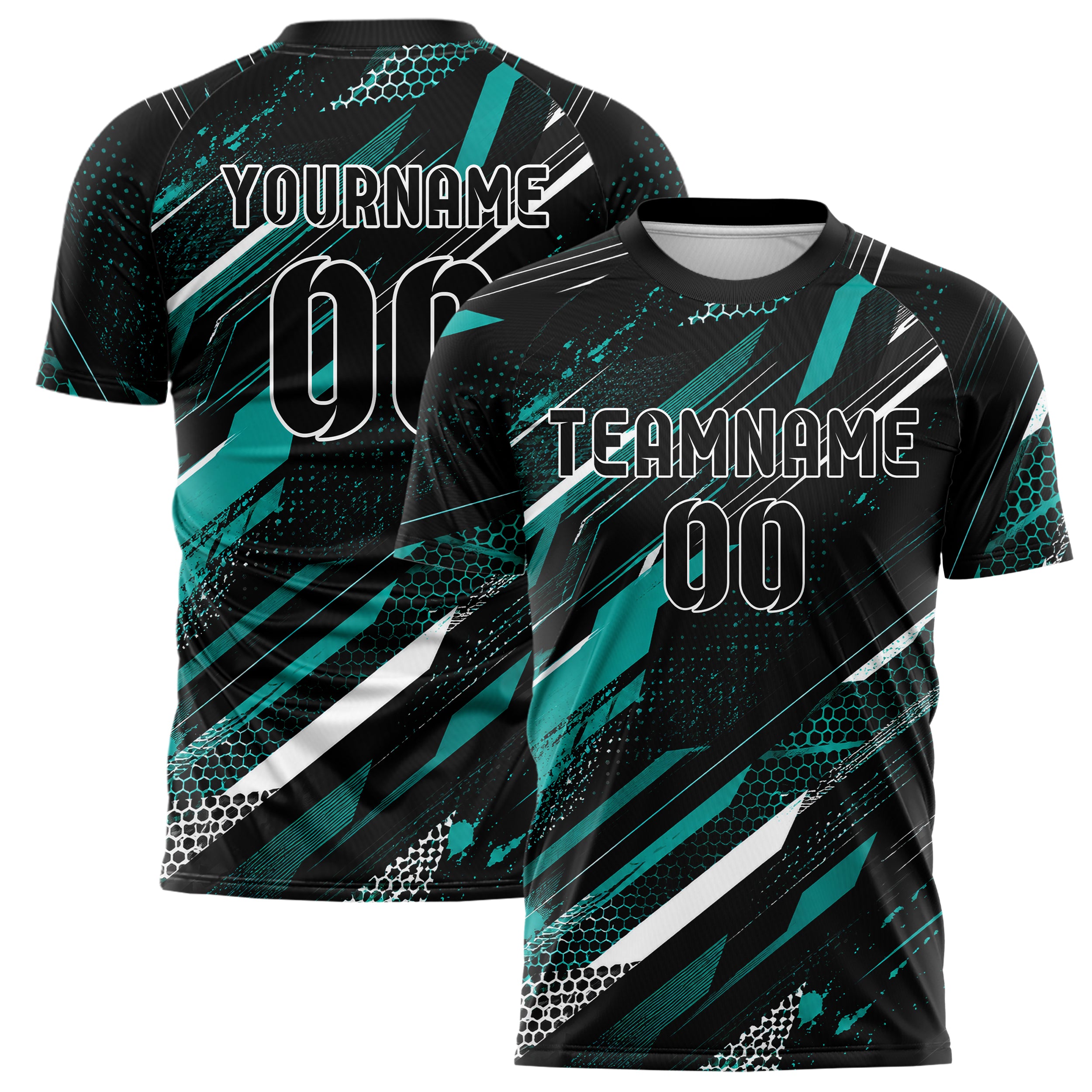 Schwarz lebendiges abstrakte Linien diagonale Streamlines Design 12-0539 individuelles Fußballtrikot main