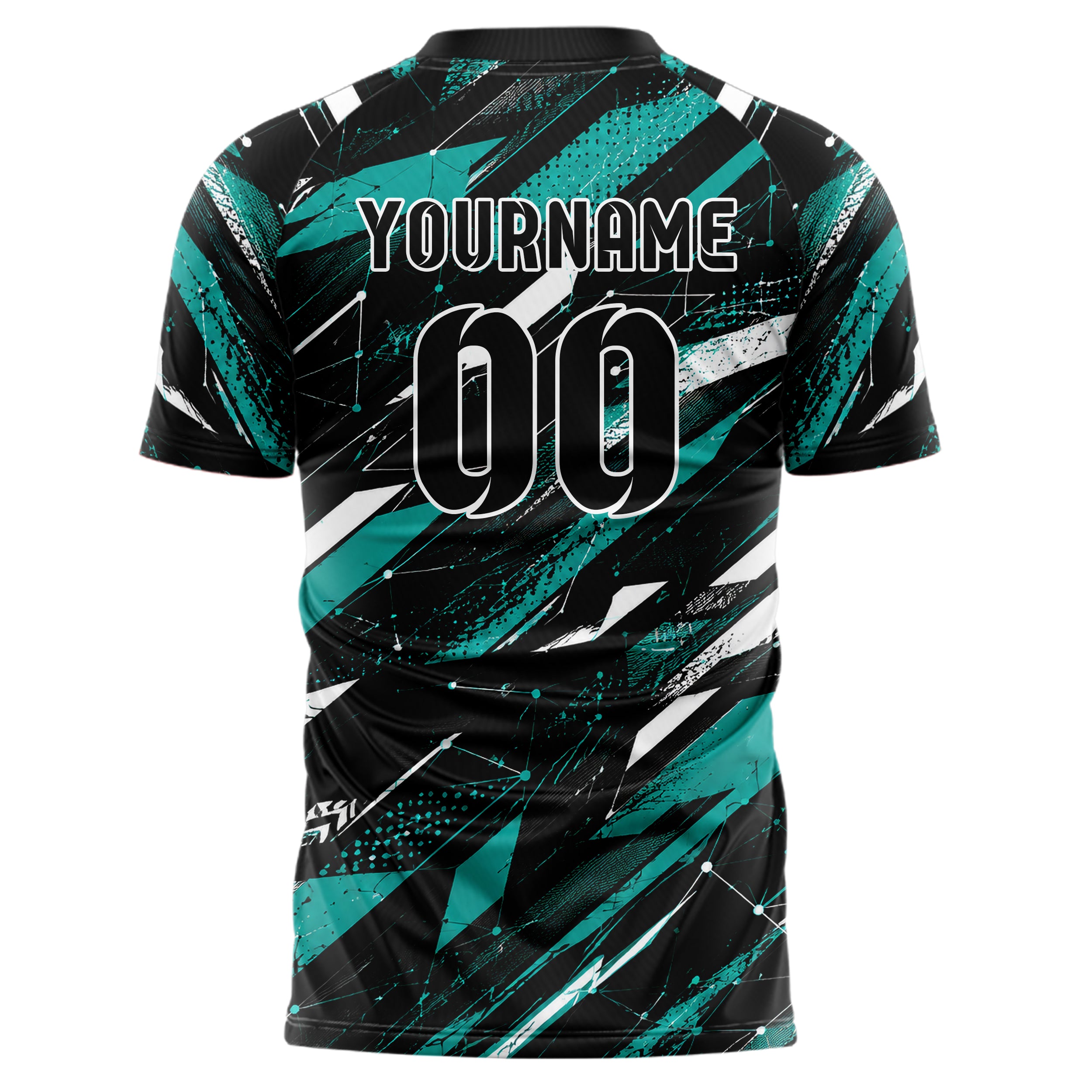 Schwarz lebendiges abstrakte Linien Network Web Design 12-0407 individuelles Fußballtrikot back