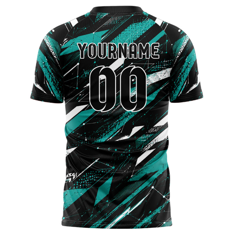 Schwarz lebendiges abstrakte Linien Network Web Design 12-0407 individuelles Fußballtrikot back