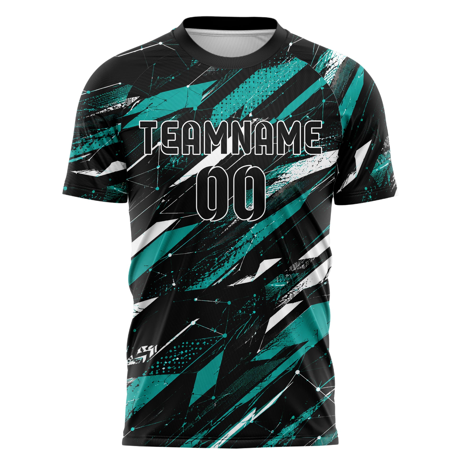 Schwarz lebendiges abstrakte Linien Network Web Design 12-0407 individuelles Fußballtrikot front