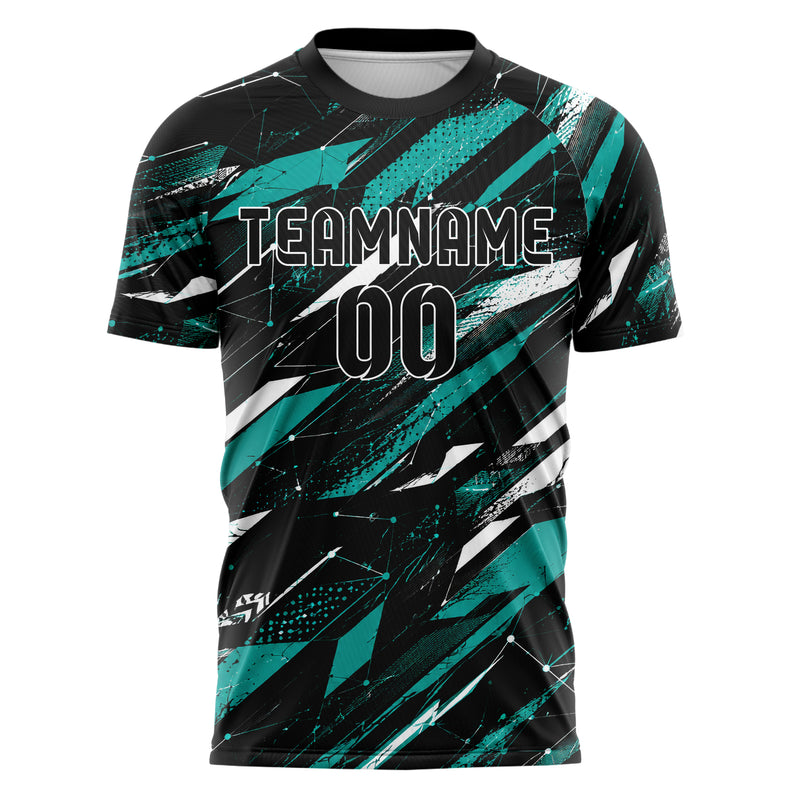 Schwarz lebendiges abstrakte Linien Network Web Design 12-0407 individuelles Fußballtrikot front