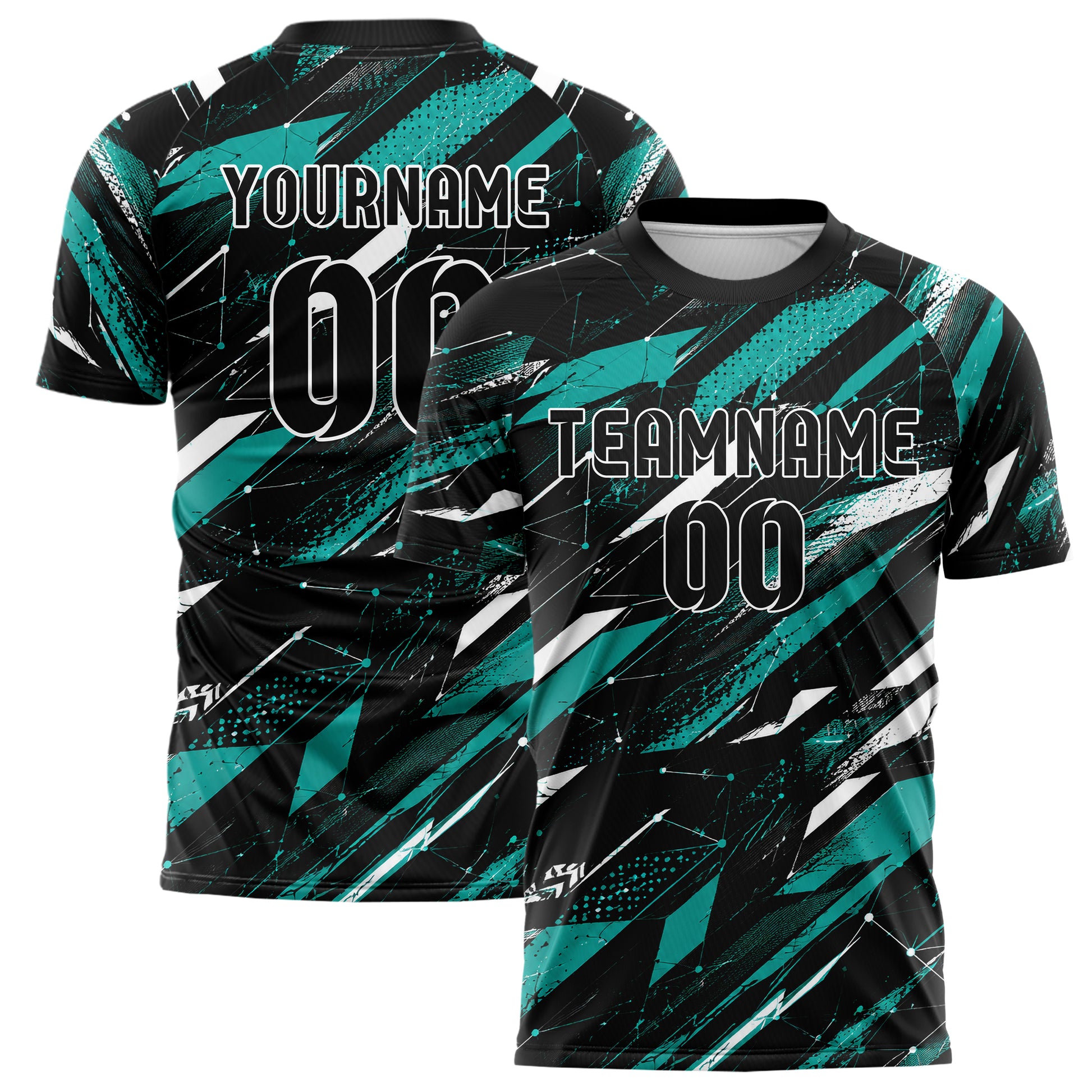 Schwarz lebendiges abstrakte Linien Network Web Design 12-0407 individuelles Fußballtrikot main