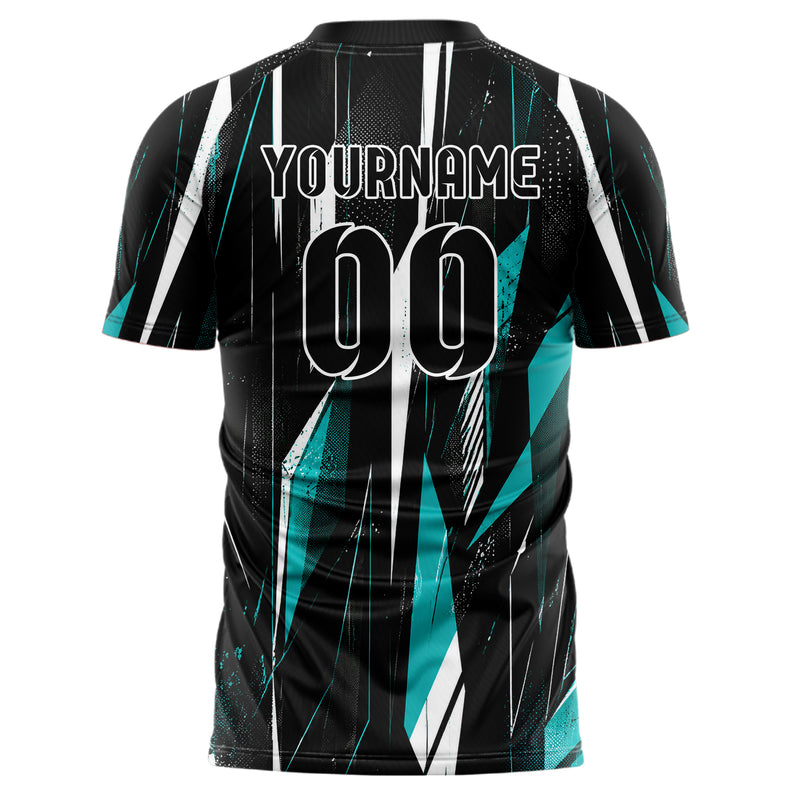 Schwarz lebendiges abstrakte Linien Polygon Shards Design 12-0194 individuelles Fußballtrikot back