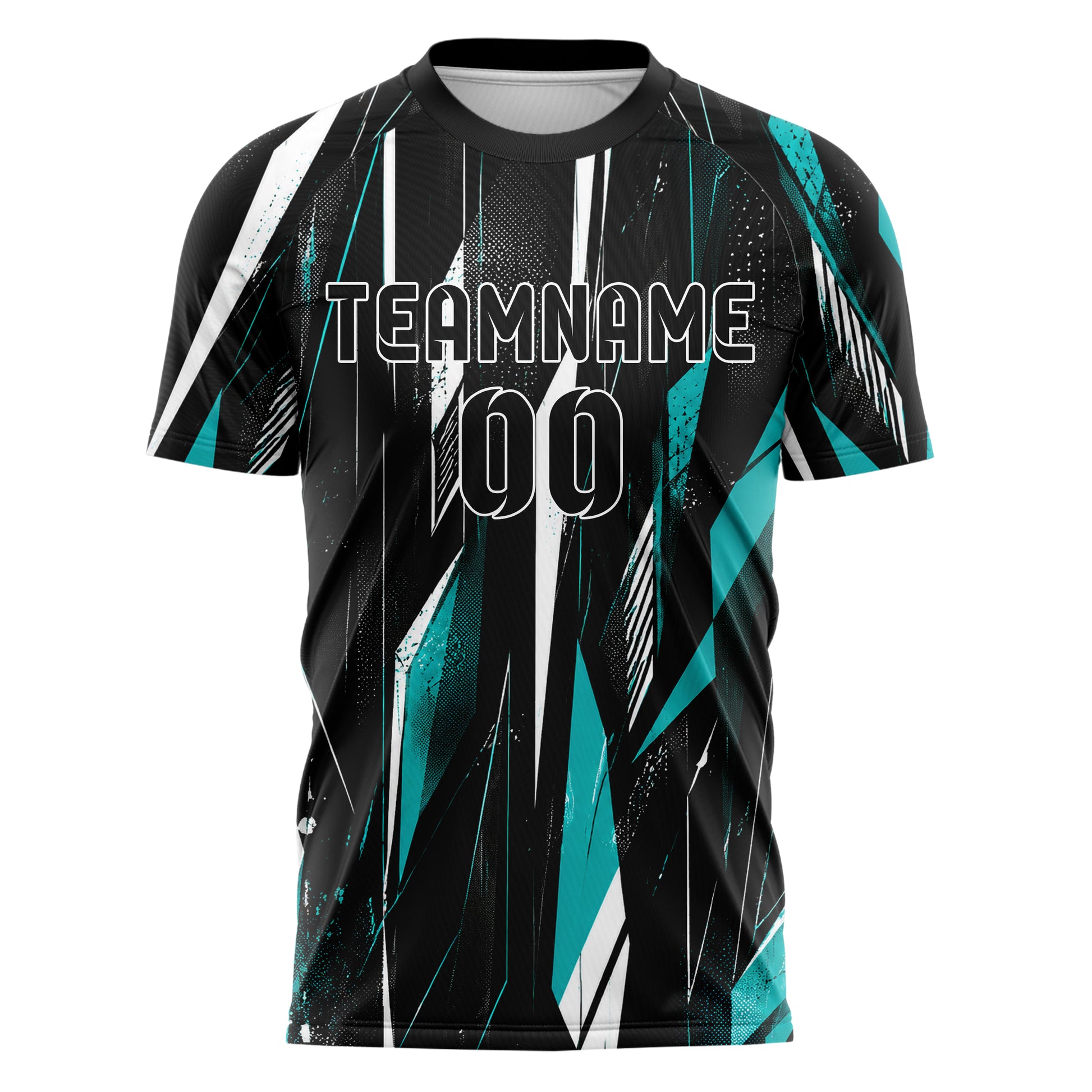 Schwarz lebendiges abstrakte Linien Polygon Shards Design 12-0194 individuelles Fußballtrikot front