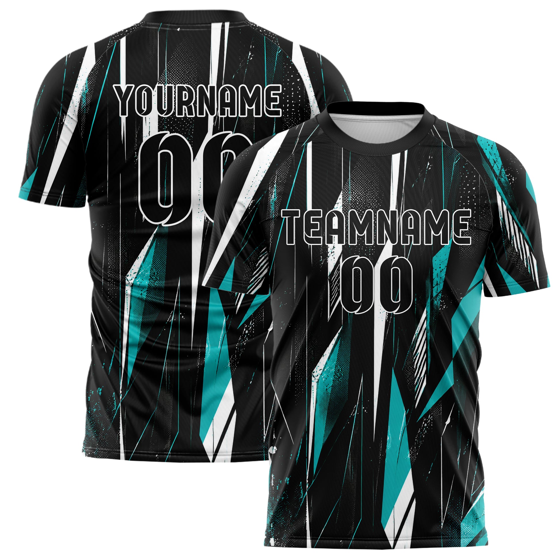 Schwarz lebendiges abstrakte Linien Polygon Shards Design 12-0194 individuelles Fußballtrikot main