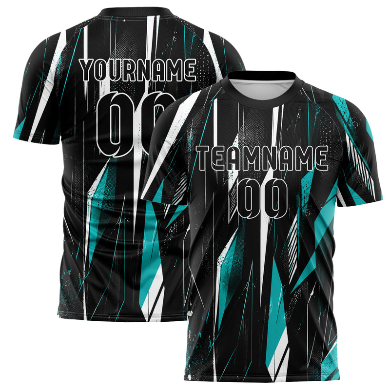 Schwarz lebendiges abstrakte Linien Polygon Shards Design 12-0194 individuelles Fußballtrikot main