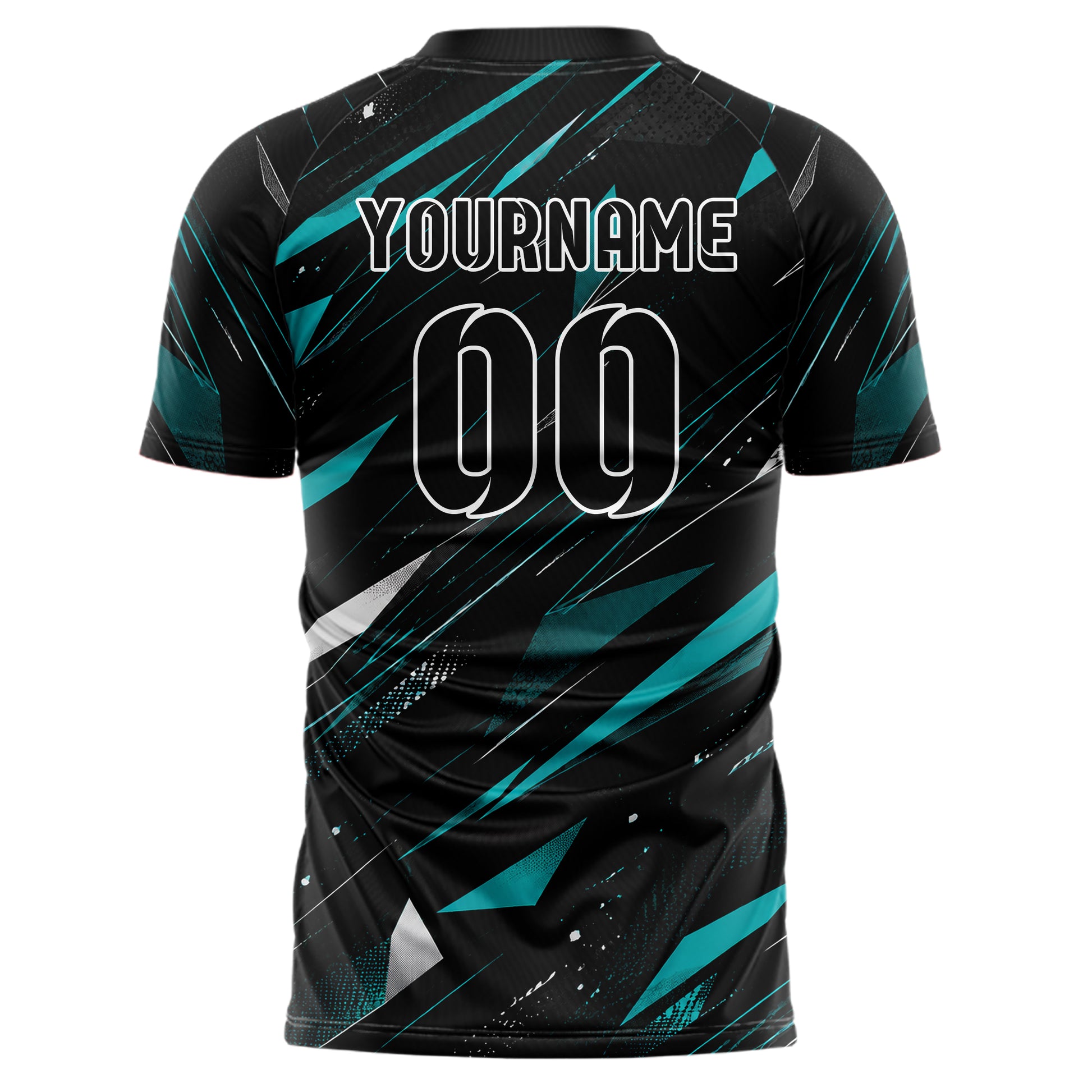 Schwarz lebendiges abstrakte Linien Polygon Shards Design 12-0290 individuelles Fußballtrikot back