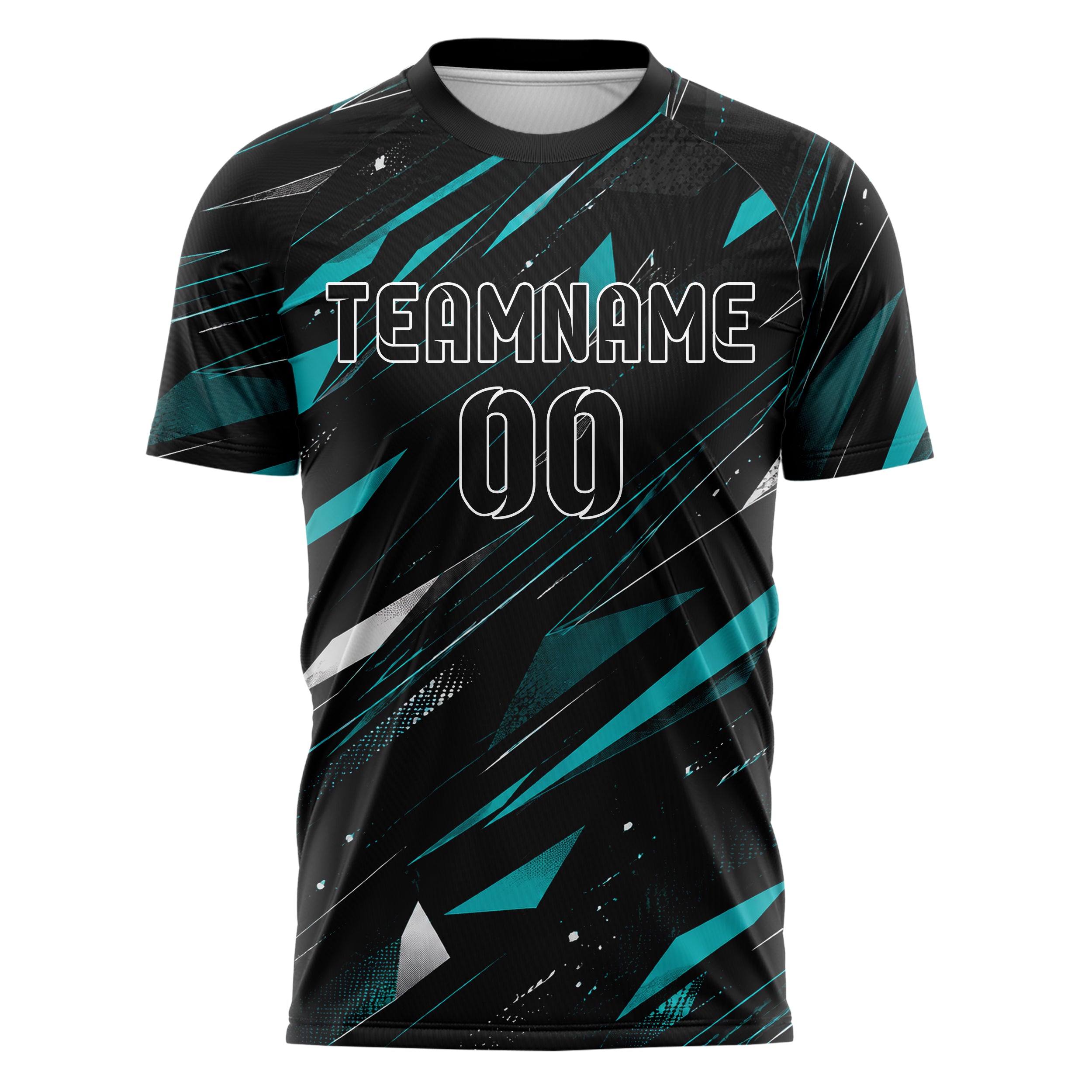 Schwarz lebendiges abstrakte Linien Polygon Shards Design 12-0290 individuelles Fußballtrikot front