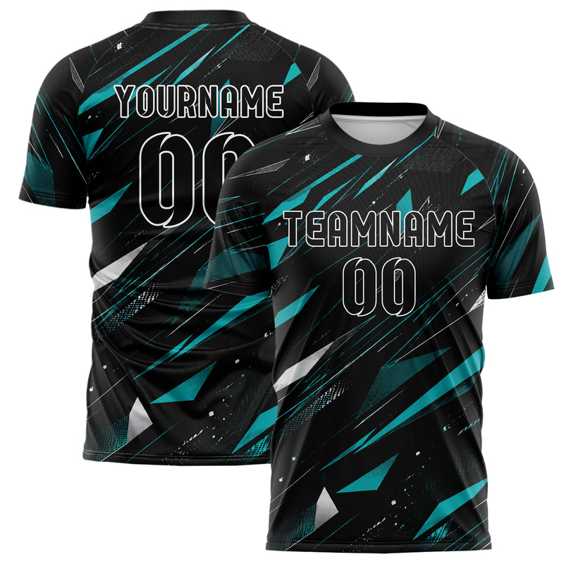 Schwarz lebendiges abstrakte Linien Polygon Shards Design 12-0290 individuelles Fußballtrikot main