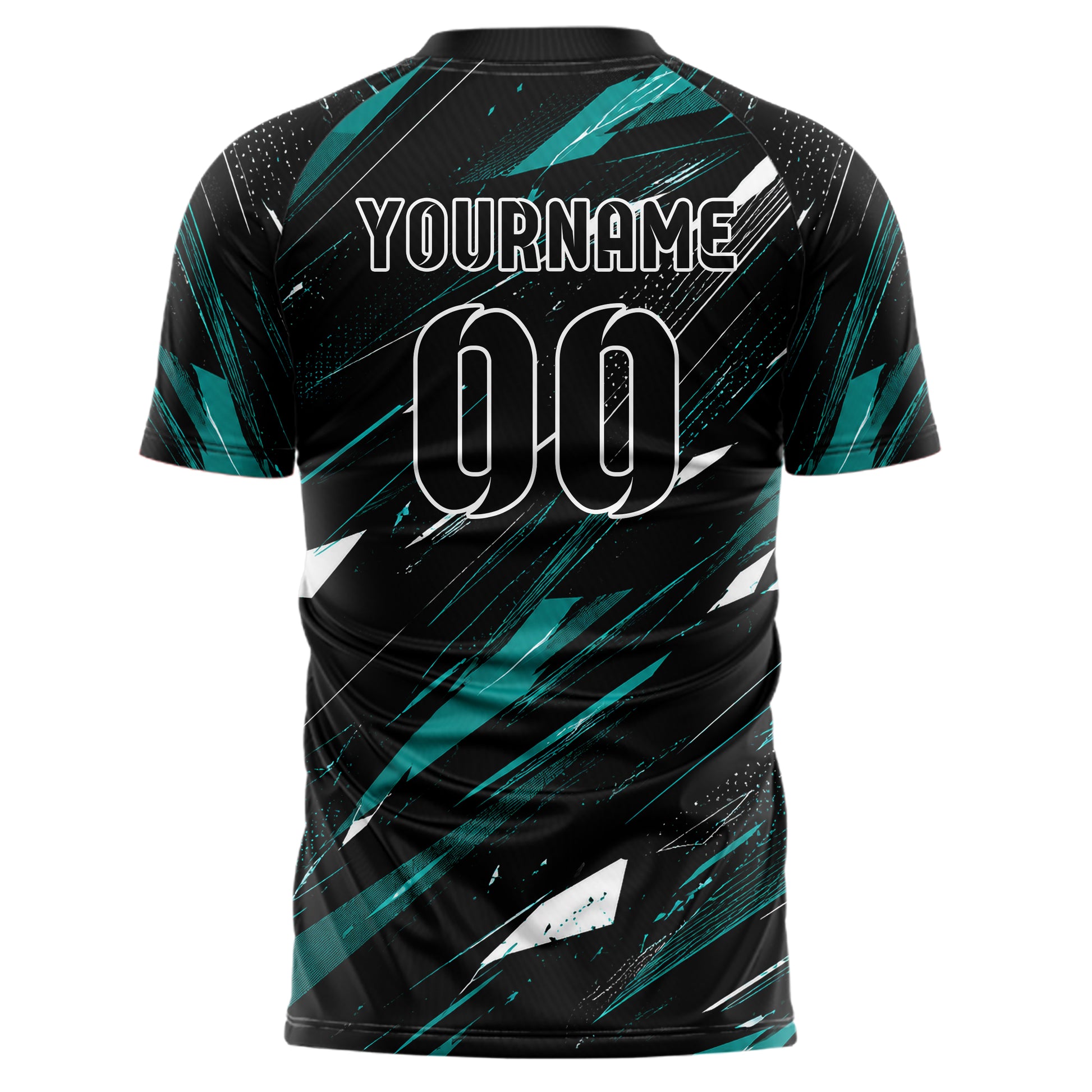Schwarz lebendiges abstrakte Linien Polygon Shards Design 12-0434 individuelles Fußballtrikot back
