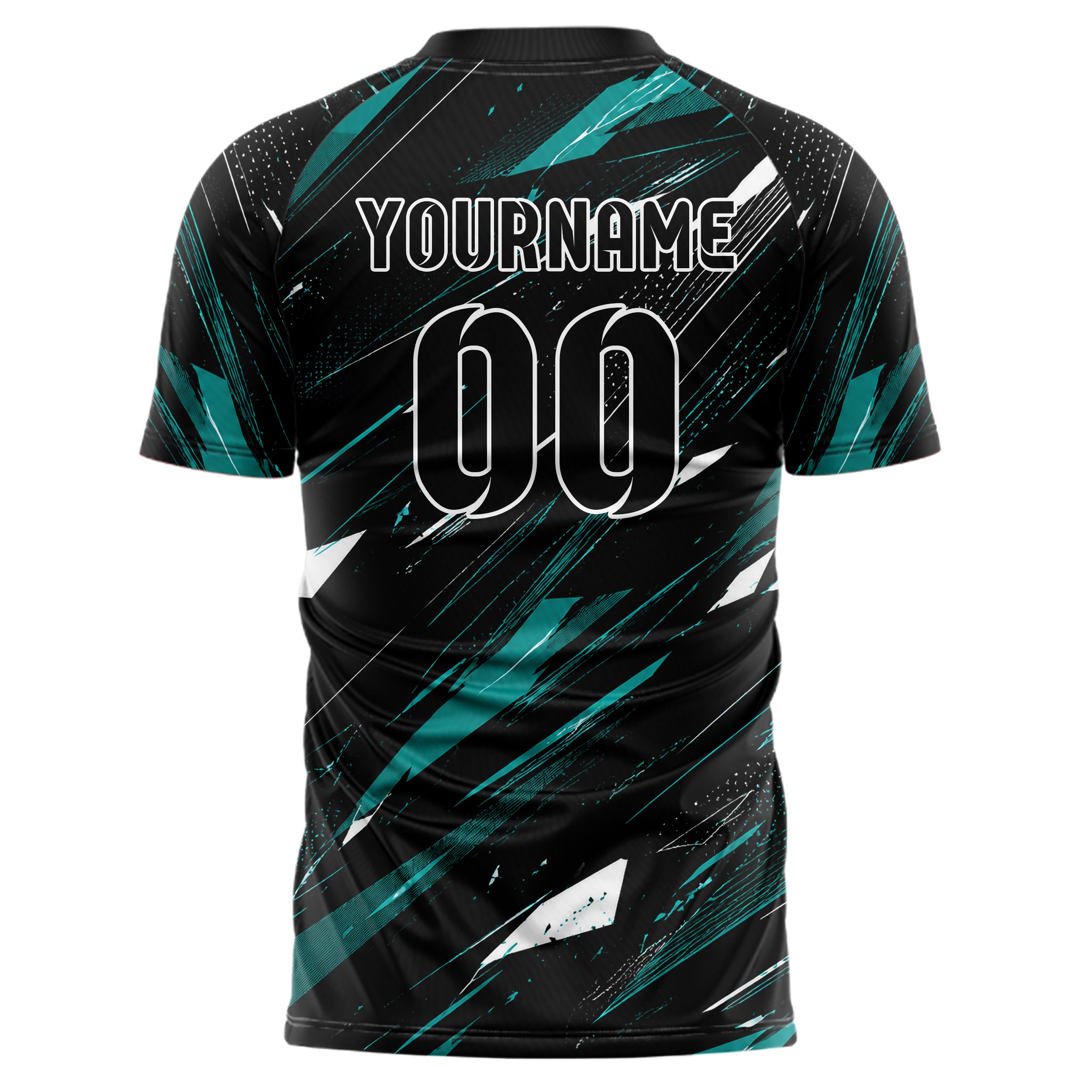 Schwarz lebendiges abstrakte Linien Polygon Shards Design 12-0434 individuelles Fußballtrikot back