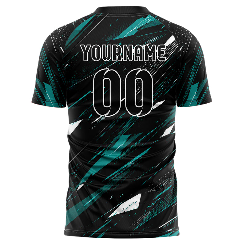 Schwarz lebendiges abstrakte Linien Polygon Shards Design 12-0434 individuelles Fußballtrikot back