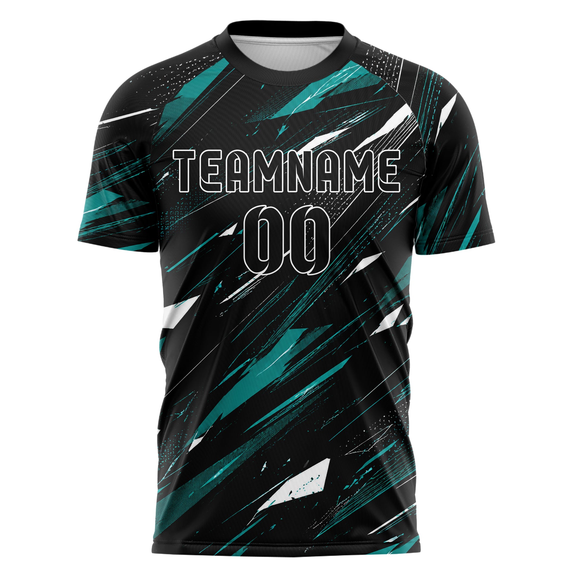 Schwarz lebendiges abstrakte Linien Polygon Shards Design 12-0434 individuelles Fußballtrikot front