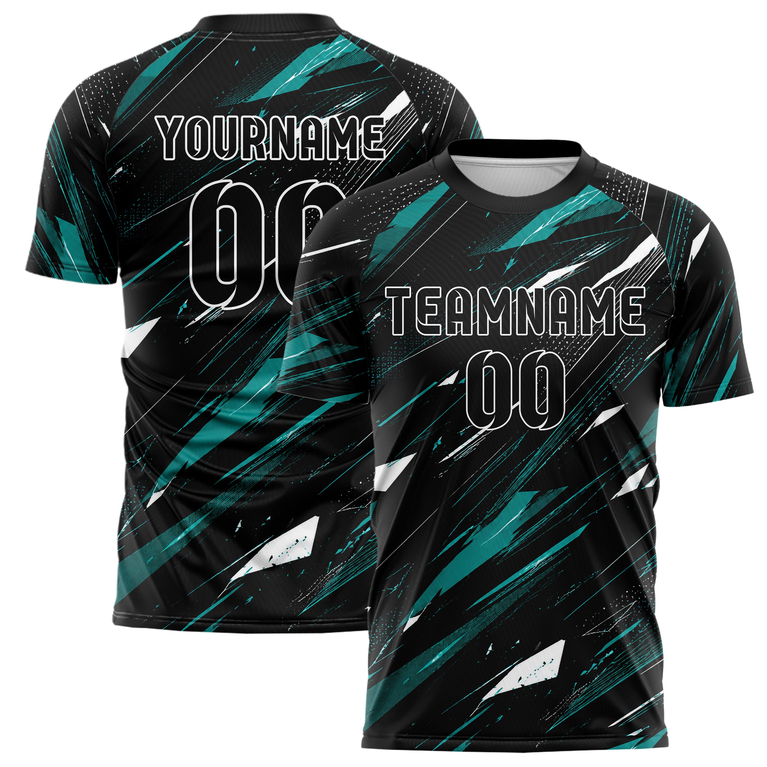 Schwarz lebendiges abstrakte Linien Polygon Shards Design 12-0434 individuelles Fußballtrikot main