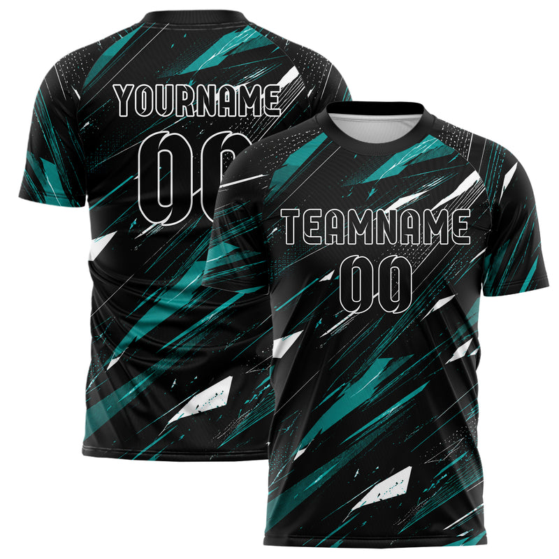 Schwarz lebendiges abstrakte Linien Polygon Shards Design 12-0434 individuelles Fußballtrikot main