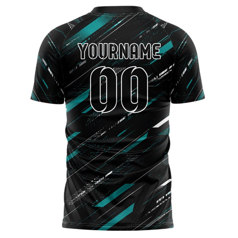 Schwarz lebendiges abstrakte Linien Speckles Line Accents Design 12-0080 individuelles Fußballtrikot back