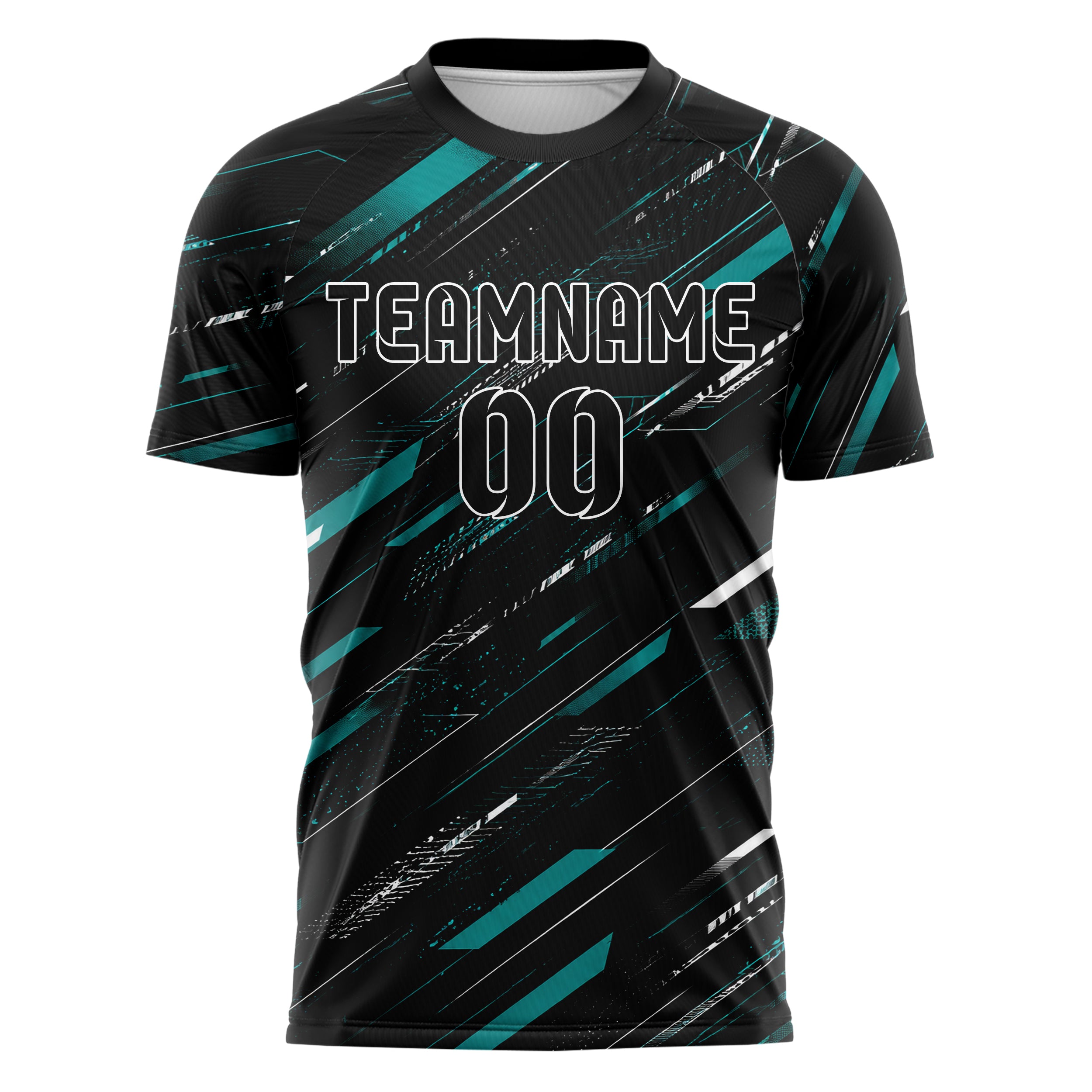 Schwarz lebendiges abstrakte Linien Speckles Line Accents Design 12-0080 individuelles Fußballtrikot front