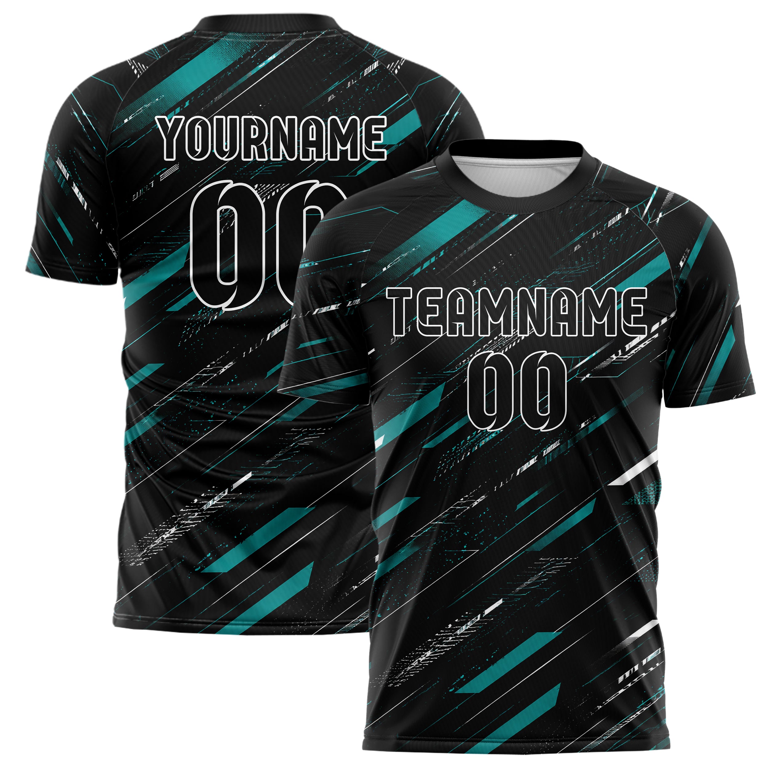 Schwarz lebendiges abstrakte Linien Speckles Line Accents Design 12-0080 individuelles Fußballtrikot main